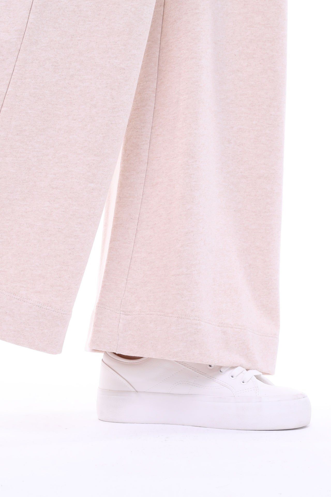 Kadın Bol Paça Cepli Oversize Fit Pantolon - Bej Melanj