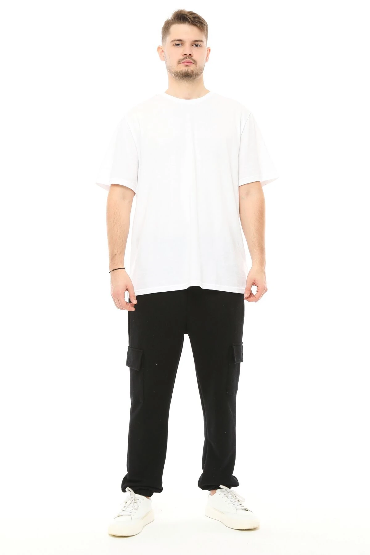 Erkek Kargo Cepli Oversize Jogger Pantolon - Siyah