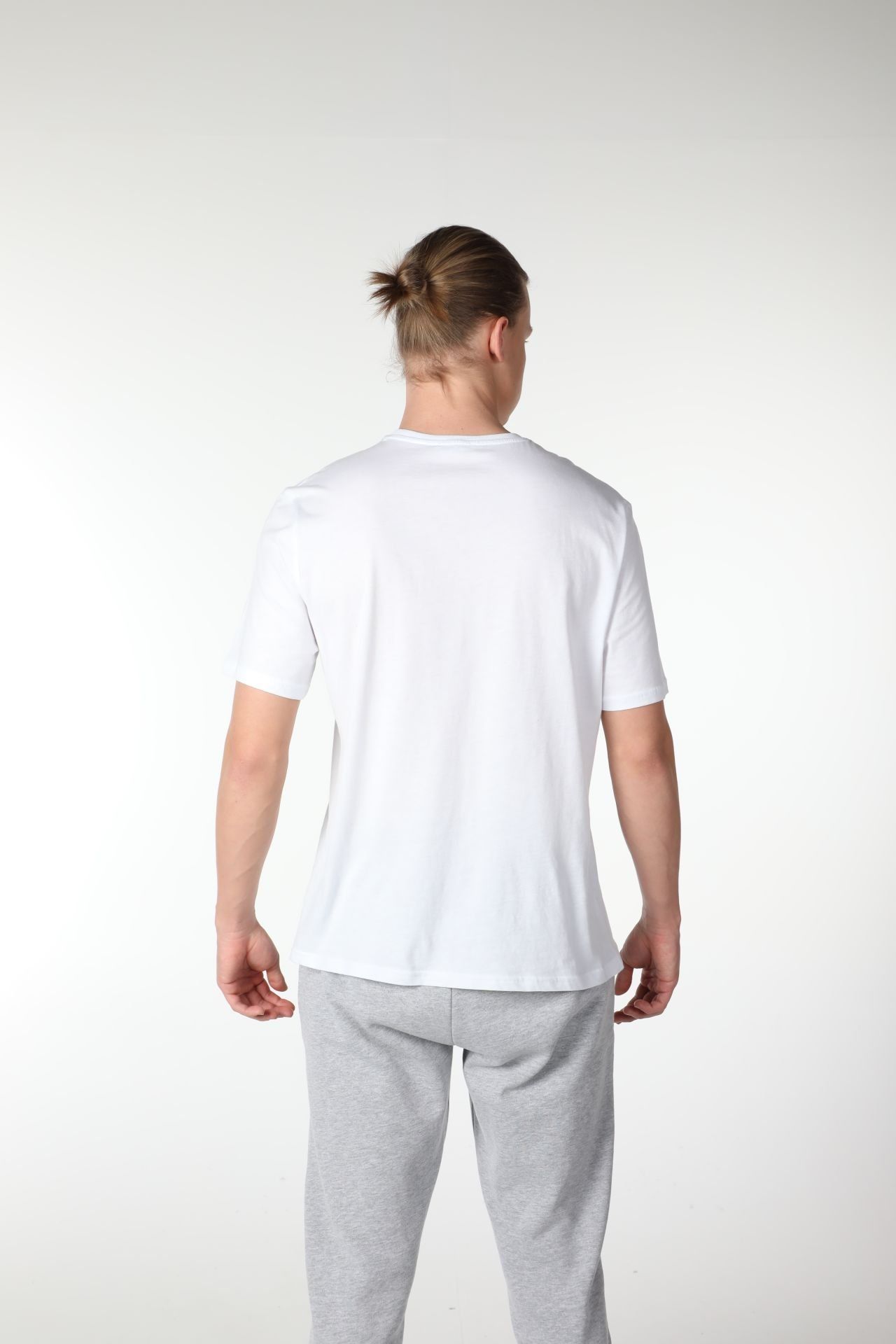 Erkek Bisiklet Yaka Kısa Kollu Regular Fit Basic Tişört - Beyaz