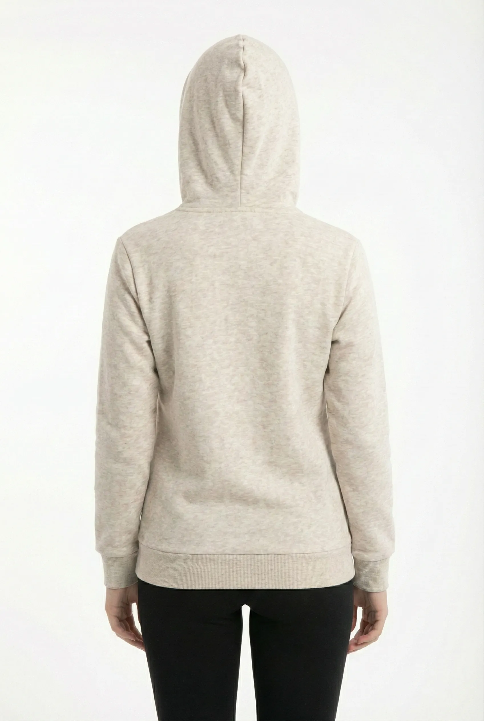 Kadın Kapüşonlu Regular Fit Şardonlu Baskılı Sweatshirt - Ekru