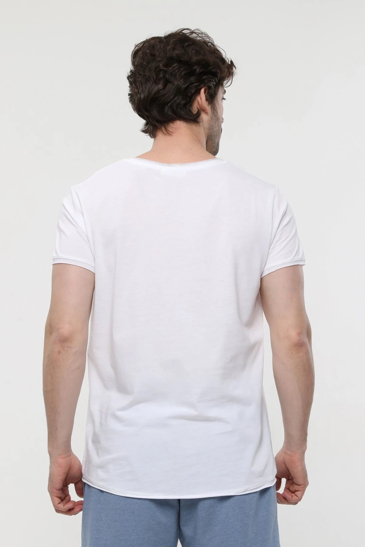 Erkek Kayık Yaka Kısa Kollu Regular Fit Basic Tişört - Beyaz