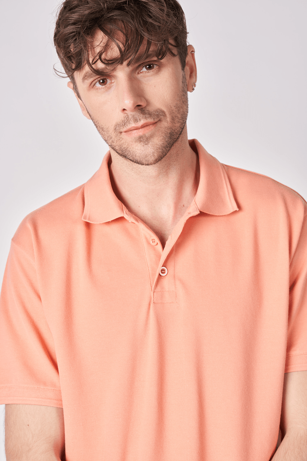 Erkek Polo Yaka Kısa Kollu Regular Fit Basic Tişört - Somon