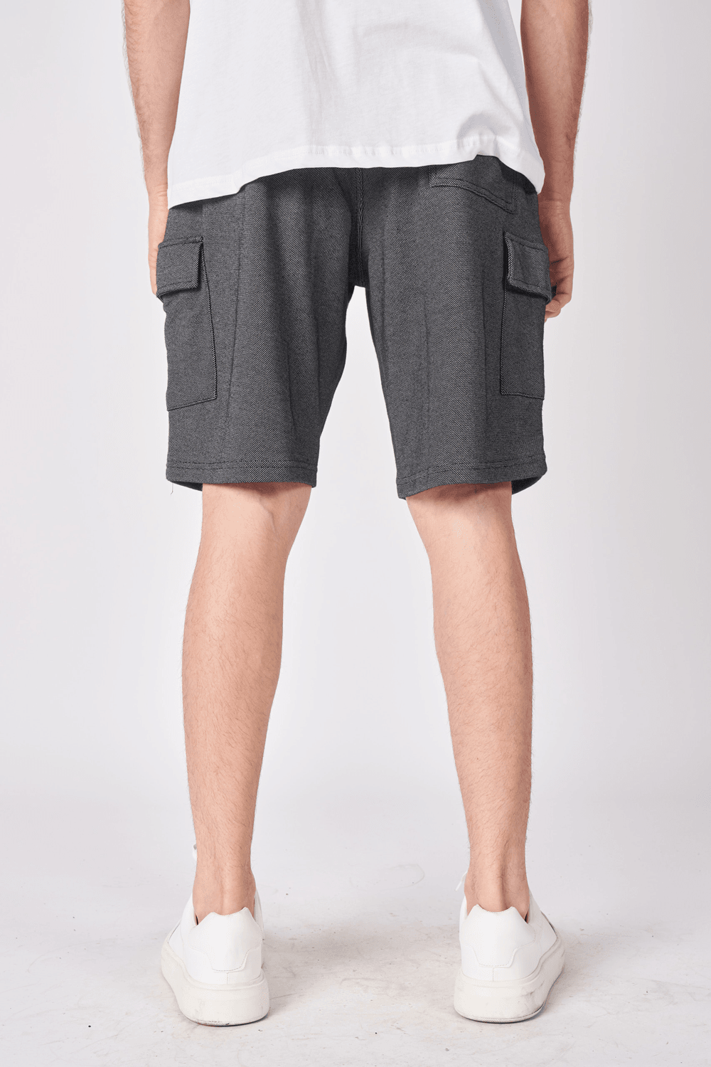 Erkek Kargo Cepli Jakarlı Regular Fit Bermuda - SIYAH