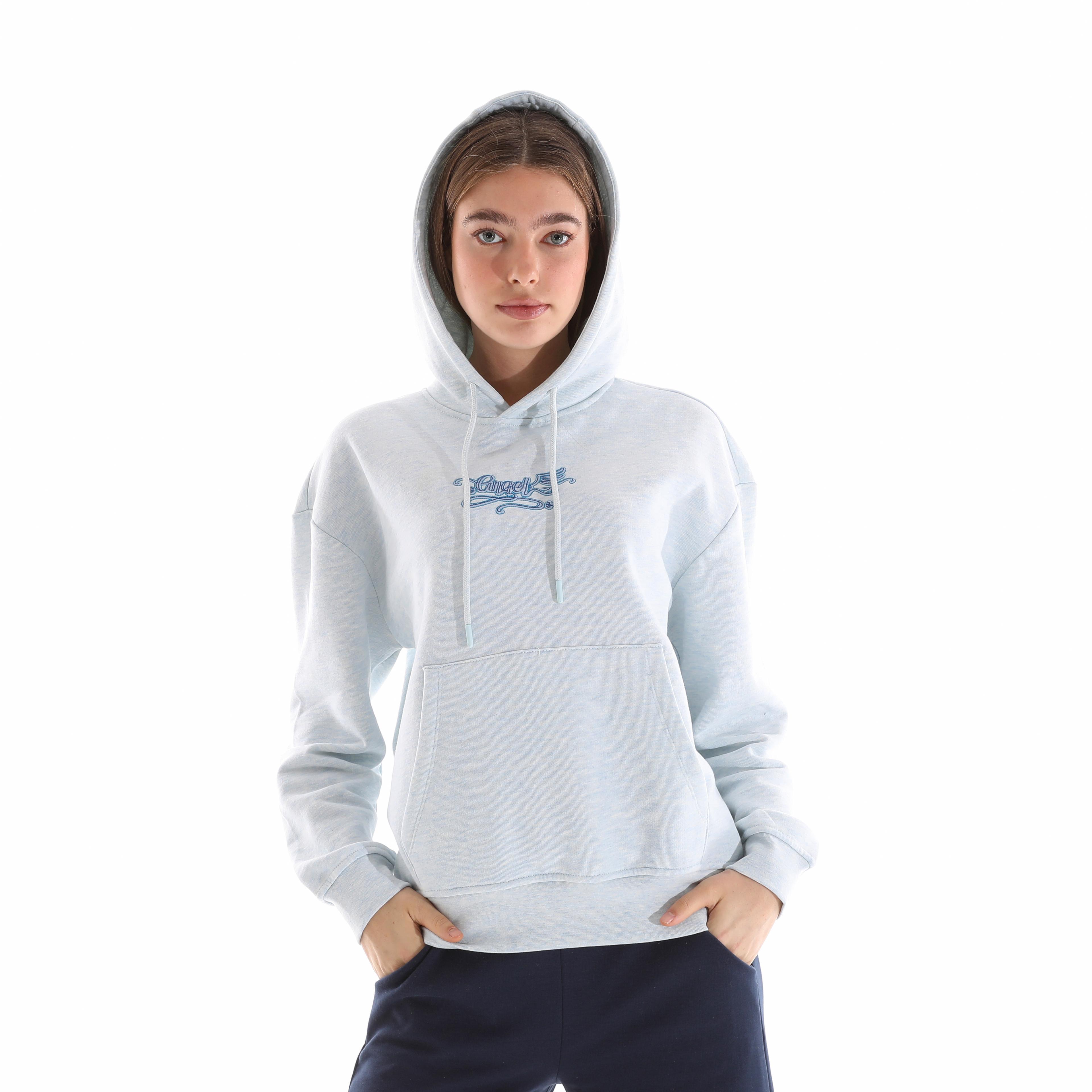 Kadın Nakış Detaylı Sweatshırt - MAVİ MELANJ