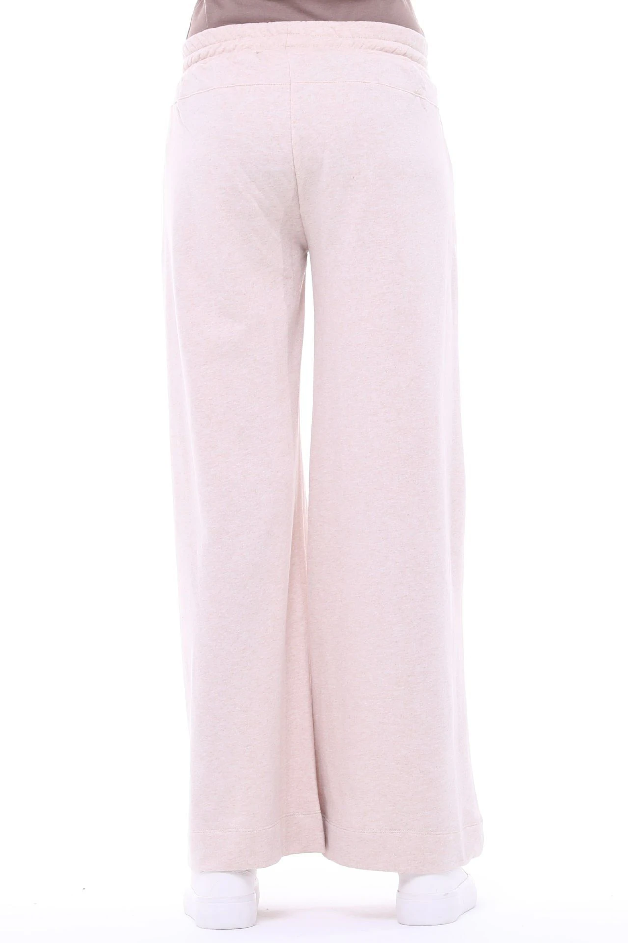 Kadın Bol Paça Cepli Oversize Fit Pantolon - Bej Melanj