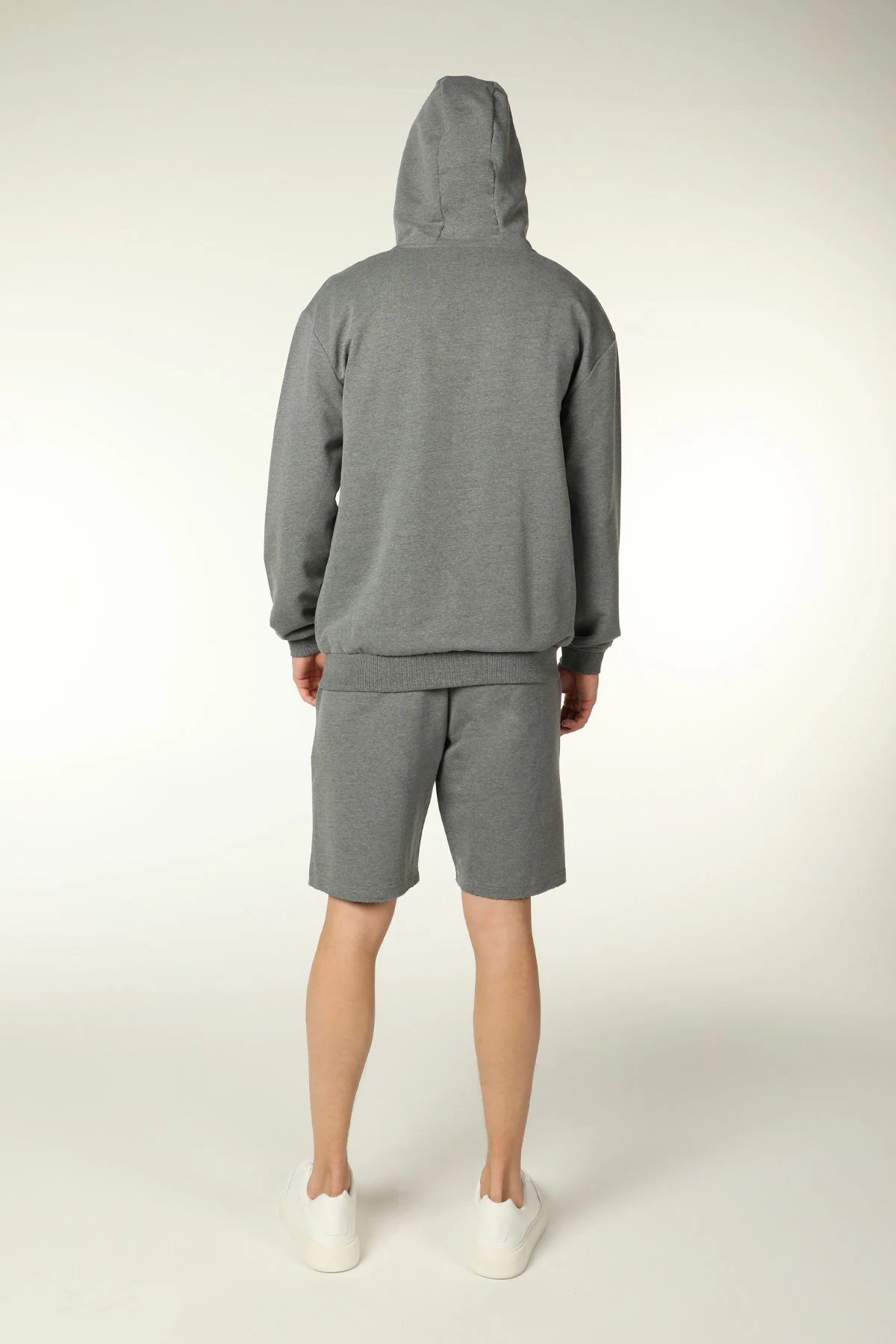 Erkek Kapüşonlu Fermuarlı Oversize Sweatshirt - Koyu Gri