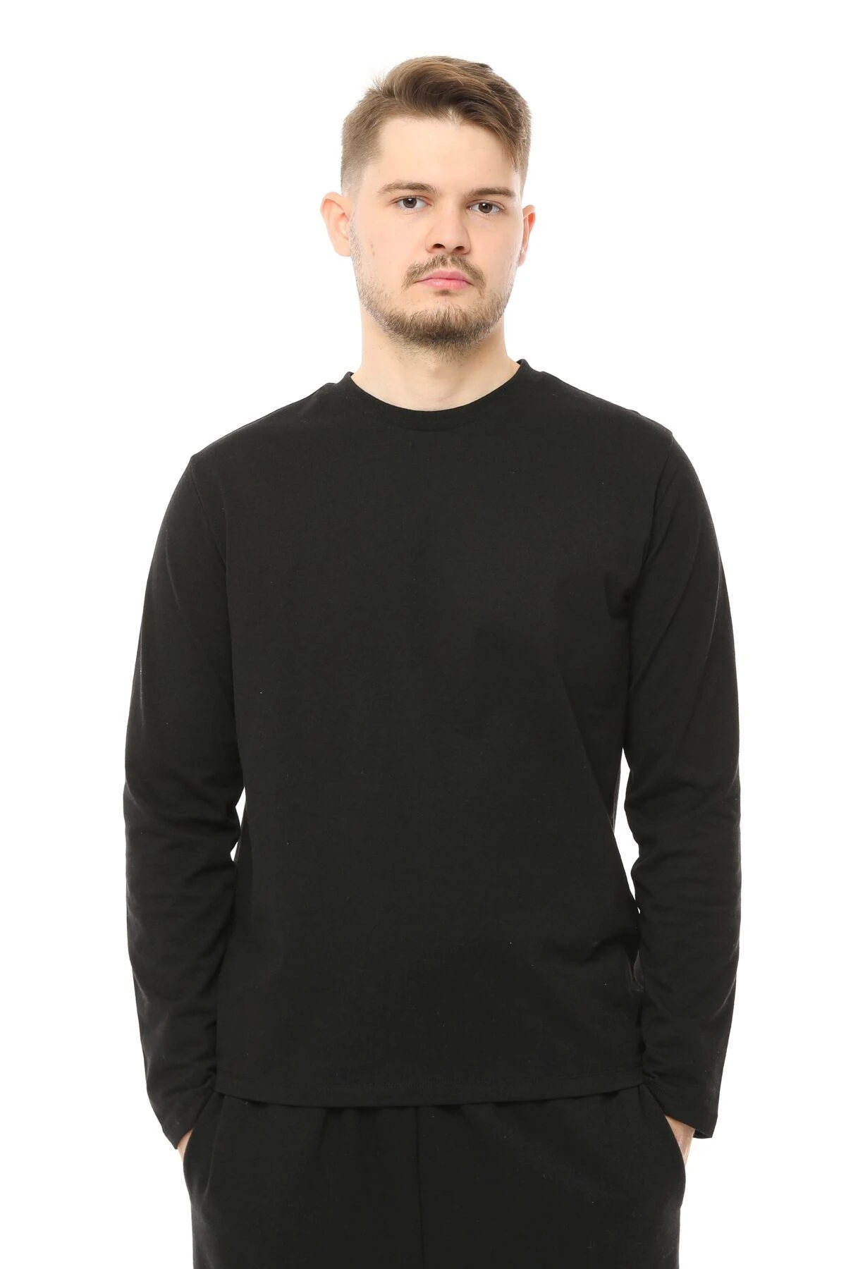 Erkek Uzun Kollu Bisiklet Yaka Basic Tişört