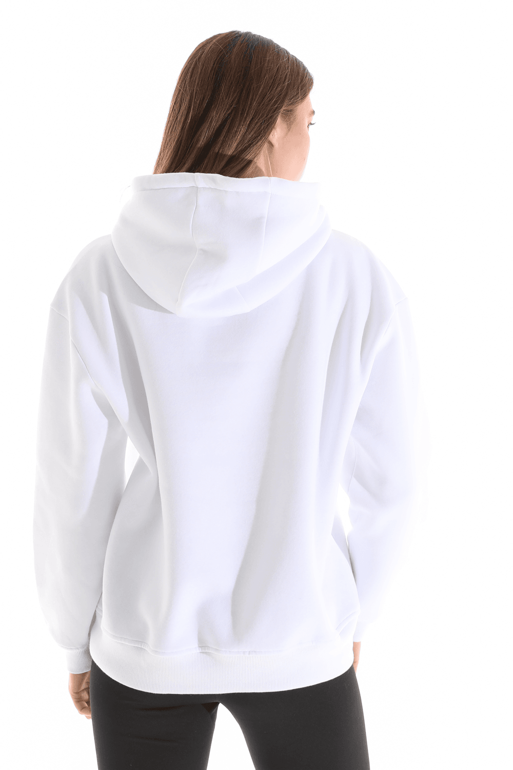 Kadın Kapüşonlu Regular Fit Şardonlu Nakışlı Sweatshirt - BEYAZ
