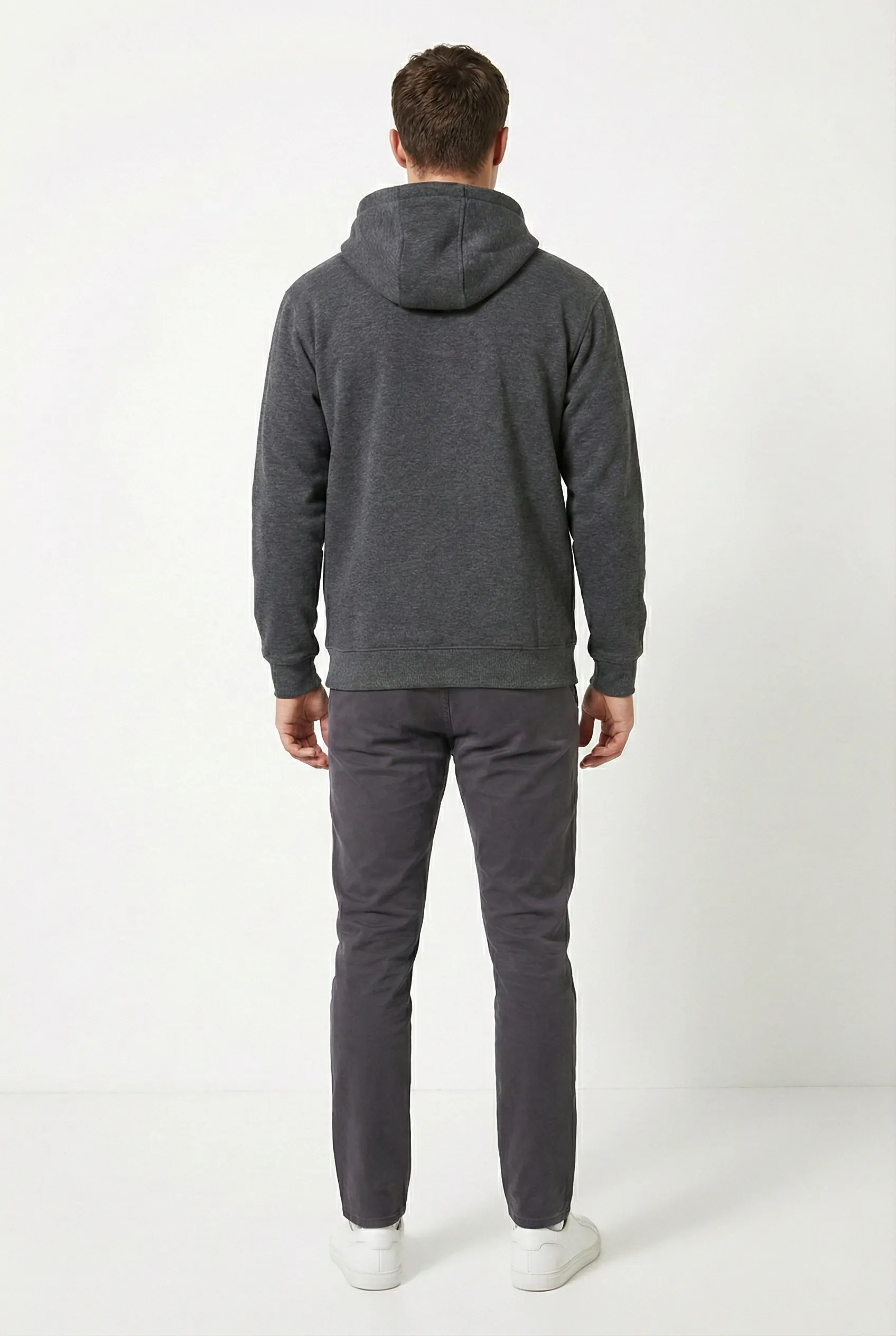 Erkek Kapüşonlu Şardonlu Regular fit Basic Sweatshirt - Antrasit