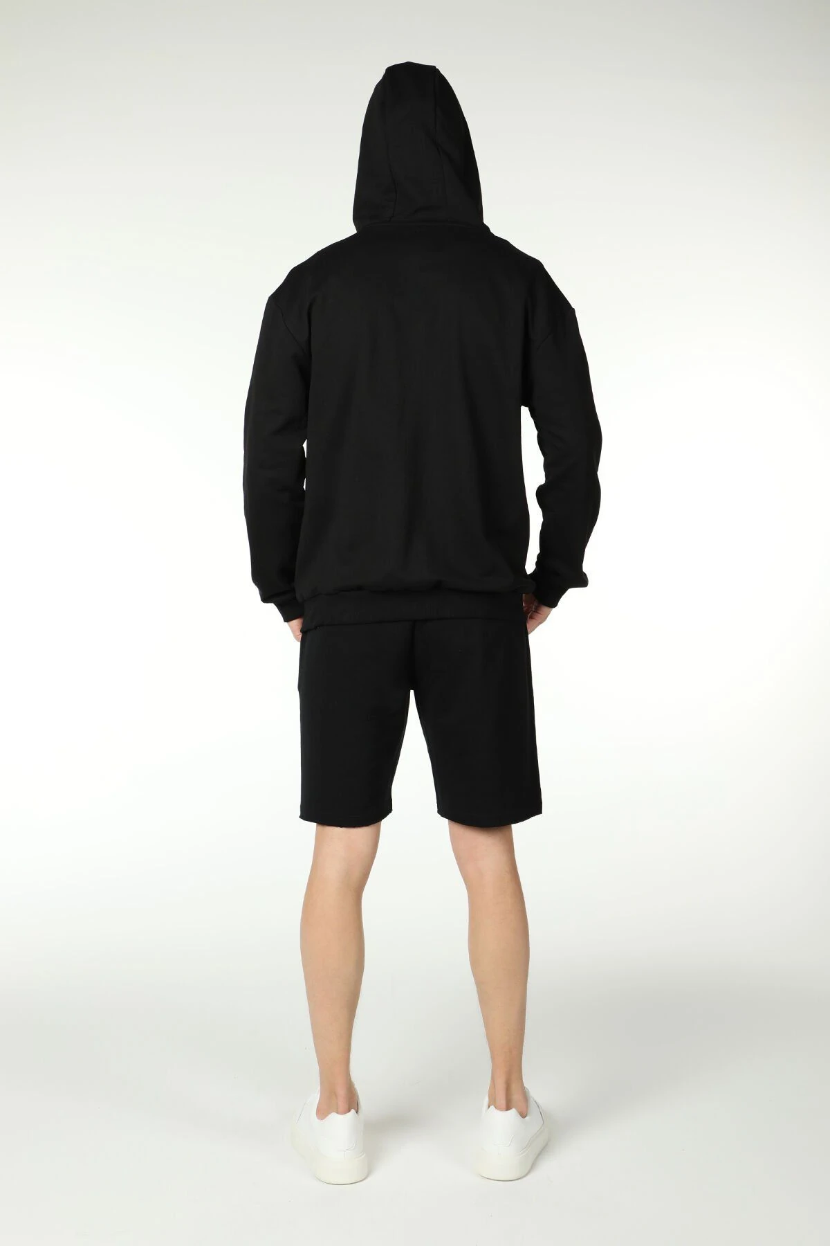 Erkek Kapüşonlu Fermuarlı Oversize Sweatshirt - Siyah