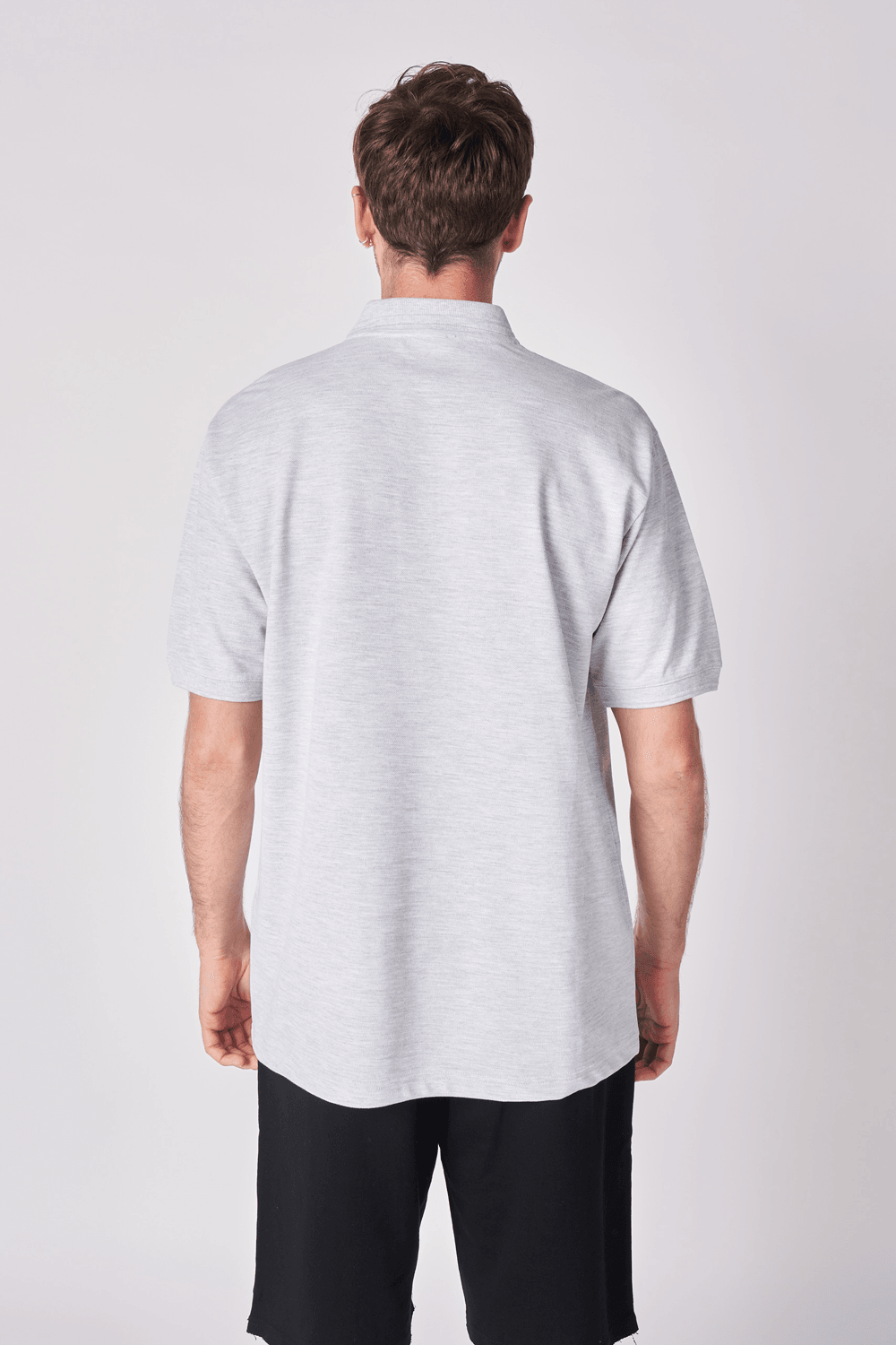 Erkek Polo Yaka Kısa Kollu Regular Fit Basic Tişört - Açık Gri Melanj