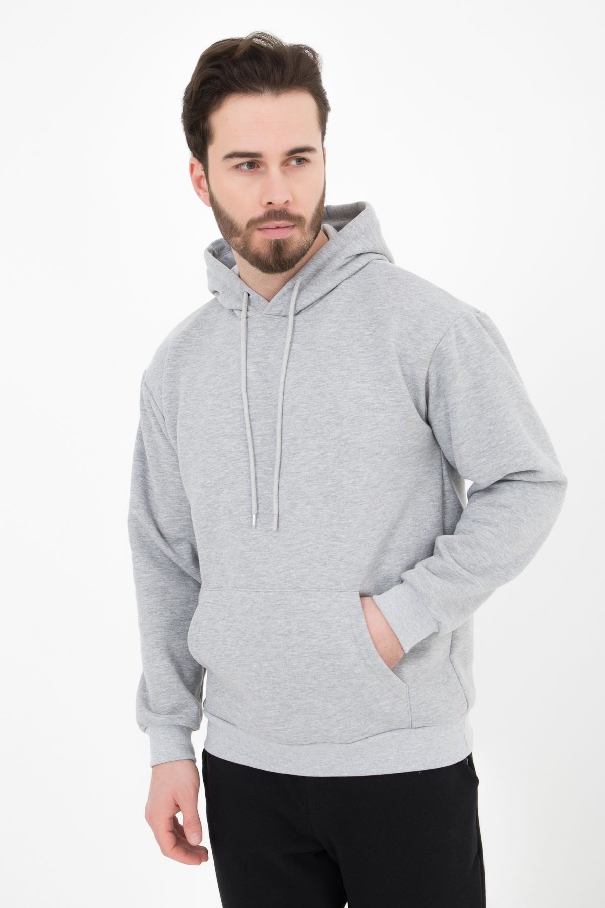 Erkek Kapüşonlu Sweat - GRİ