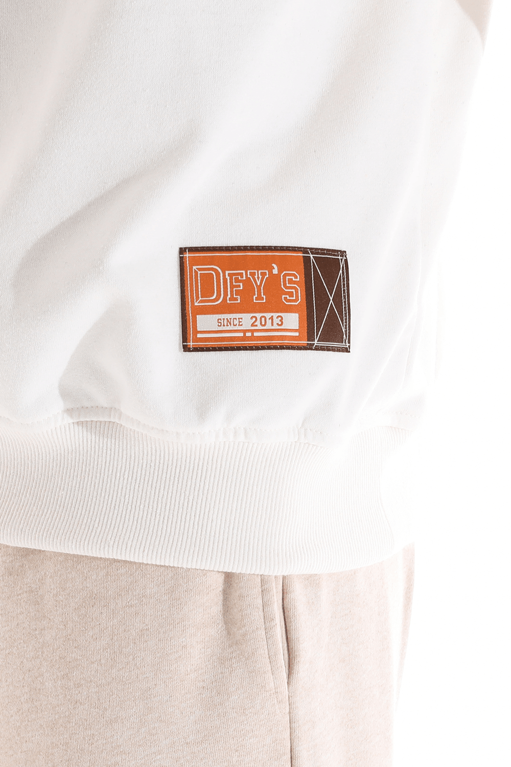 Erkek Dik Yaka Etiket Detaylı Regular Fit Sweatshirt - EKRU
