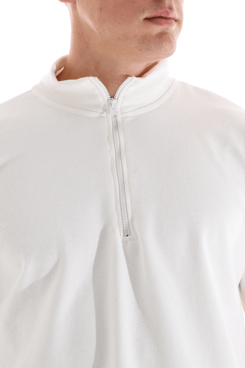 Erkek Dik Yaka Etiket Detaylı Regular Fit Sweatshirt - EKRU