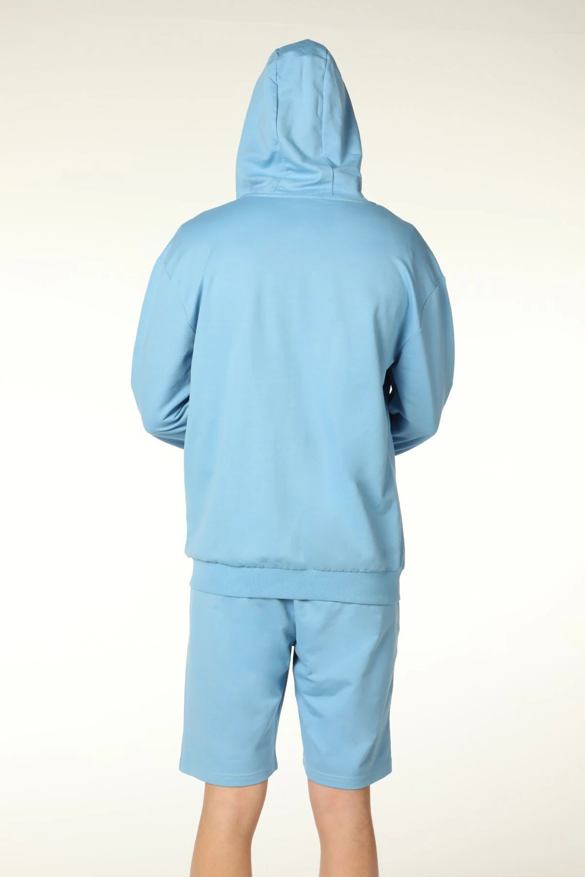 Erkek Kapüşonlu Fermuarlı Oversize Sweatshirt - Mavi