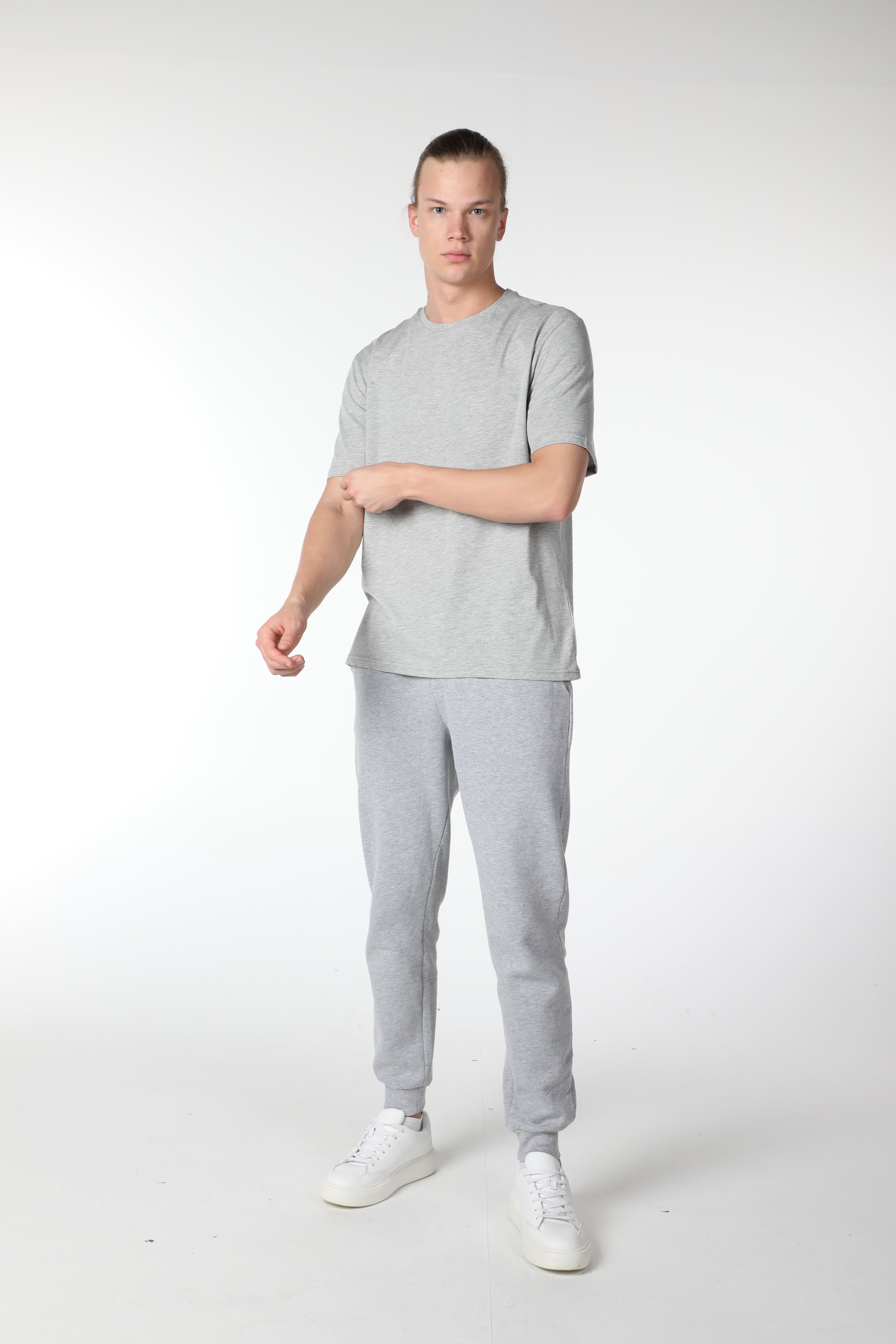 Erkek 3’lü Basic Regular Fit Bisiklet Yaka Tişört Seti - Gri