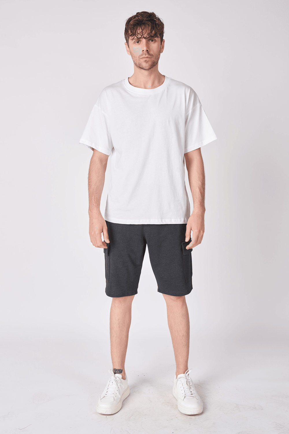 Erkek Kargo Cepli Regular Fit Bermuda - Antrasit