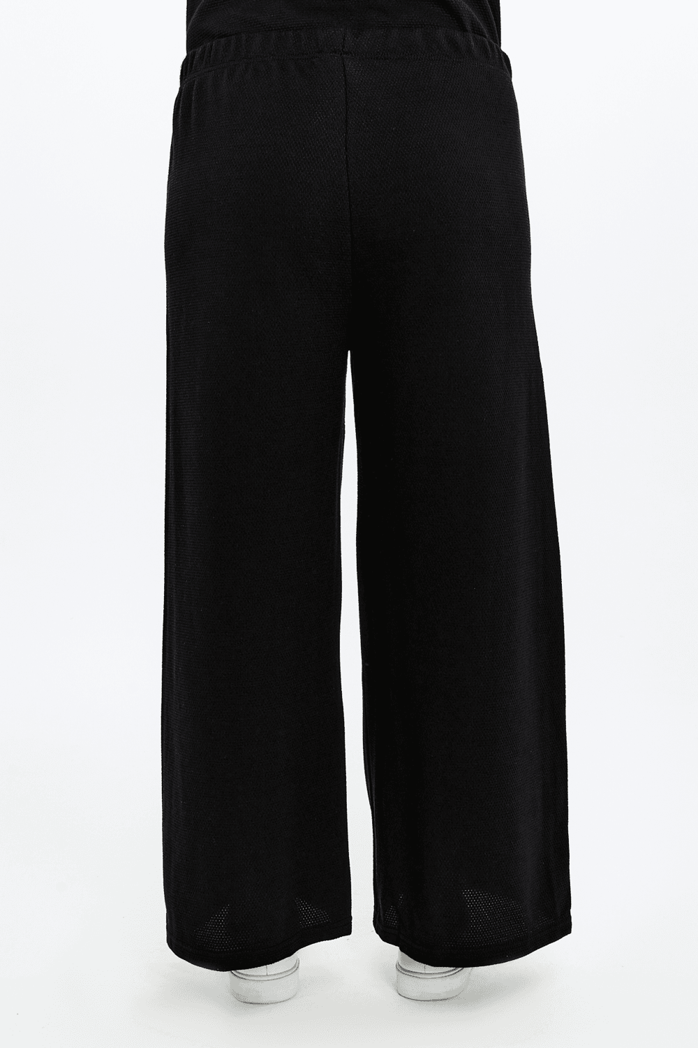 Kadın Bol Paça Cepli Dokulu Regular Fit Pantolon - SIYAH