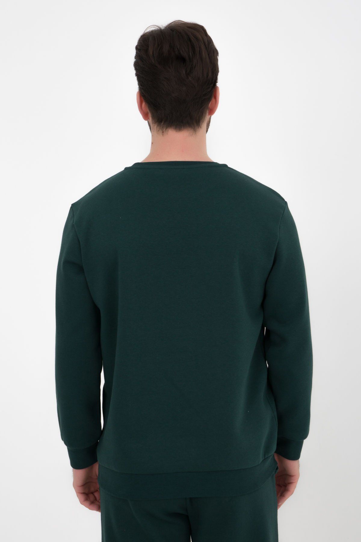 Erkek Bisiklet Yaka Regular Fit Baskılı Sweatshirt - Yeşil