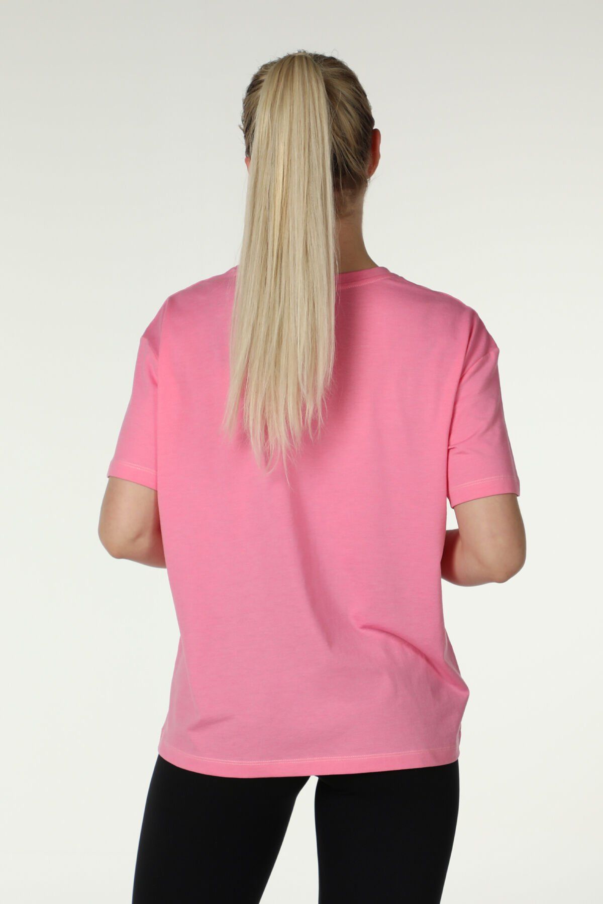 Kadın Bisiklet Yaka Kısa Kollu Regular Fit Baskılı Tişört - PEMBE