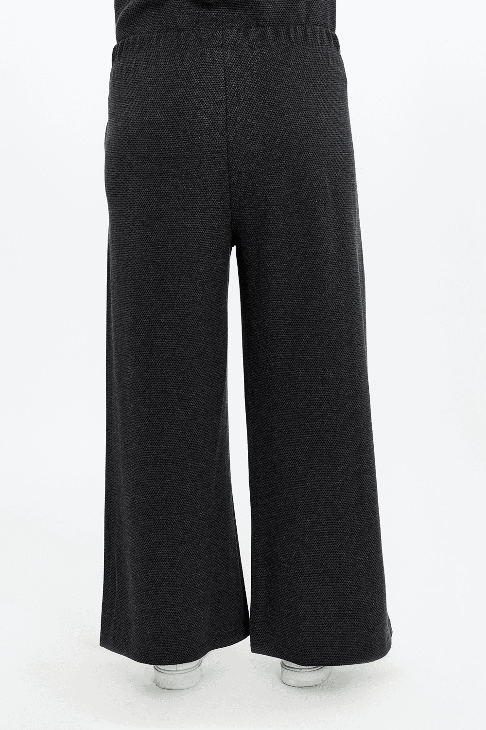 Kadın Bol Paça Cepli Dokulu Regular Fit Pantolon - Antrasit
