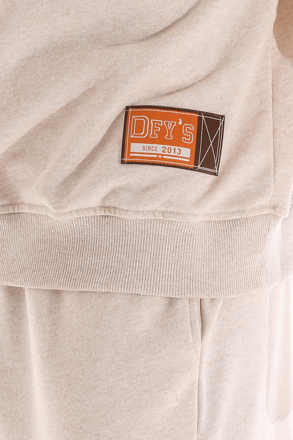 Erkek Dik Yaka Etiket Detaylı Regular Fit Sweatshirt - BEJ