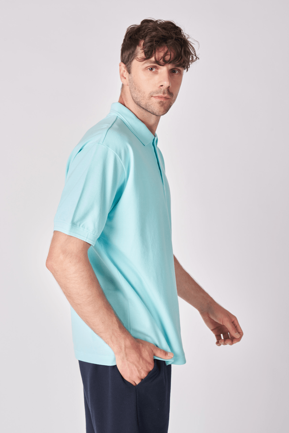 Erkek Polo Yaka Kısa Kollu Regular Fit Basic Tişört - Turkuaz