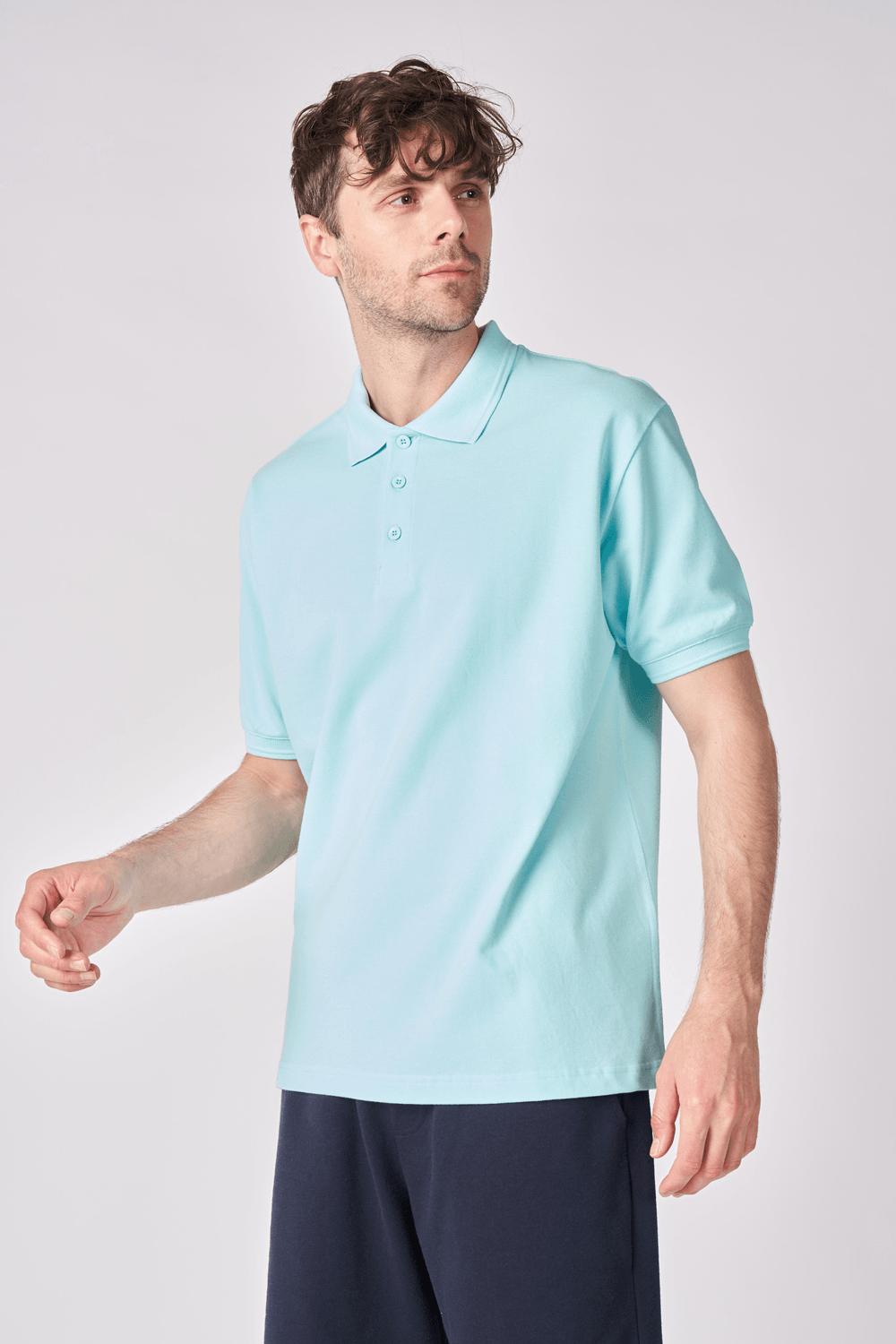 Erkek Polo Yaka Kısa Kollu Regular Fit Basic Tişört - Turkuaz