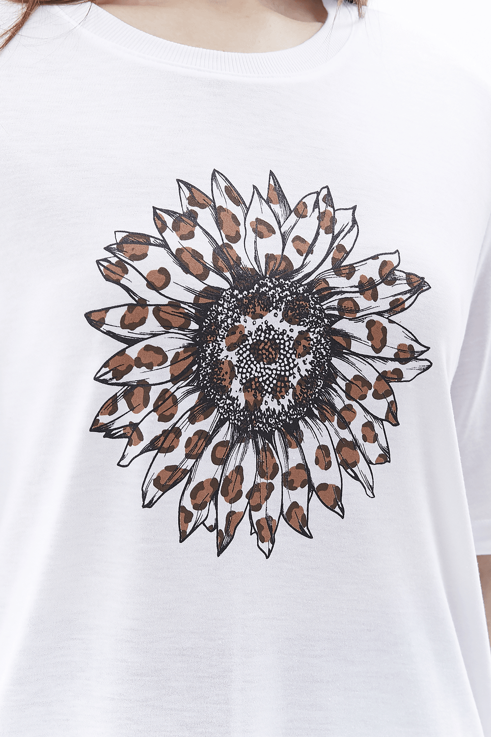 Kadın Bisiklet Yaka Kısa Kollu Regular Fit Baskılı Tişört