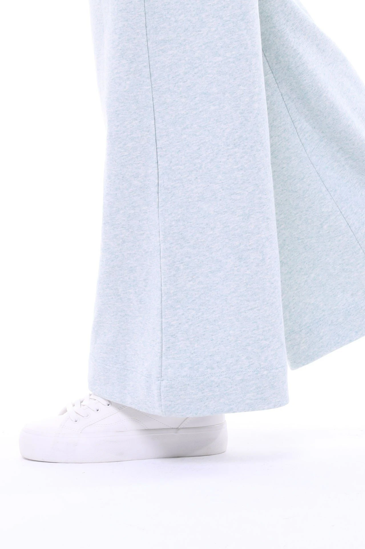 Kadın Bol Paça Cepli Oversize Fit Pantolon - Yeşil Melanj