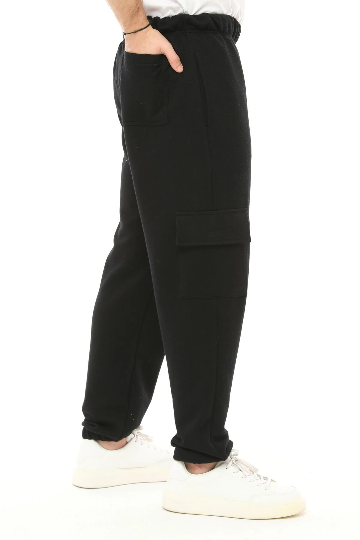 Erkek Kargo Cepli Oversize Jogger Pantolon - Siyah