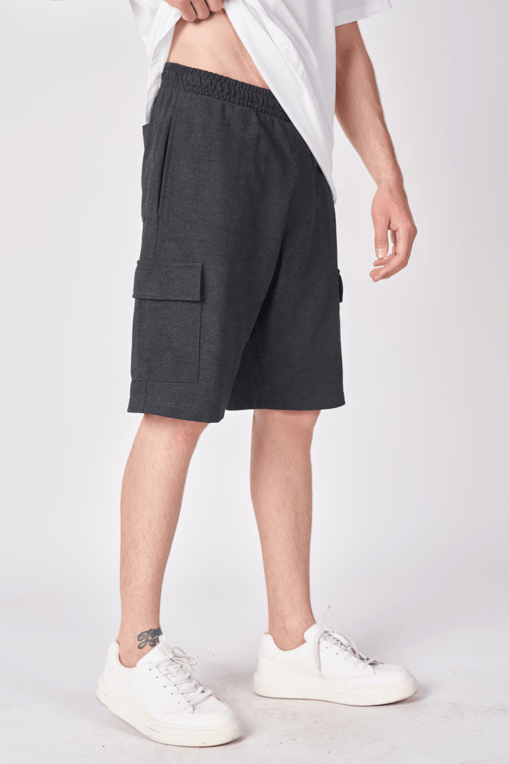 Erkek Kargo Cepli Regular Fit Bermuda - Antrasit