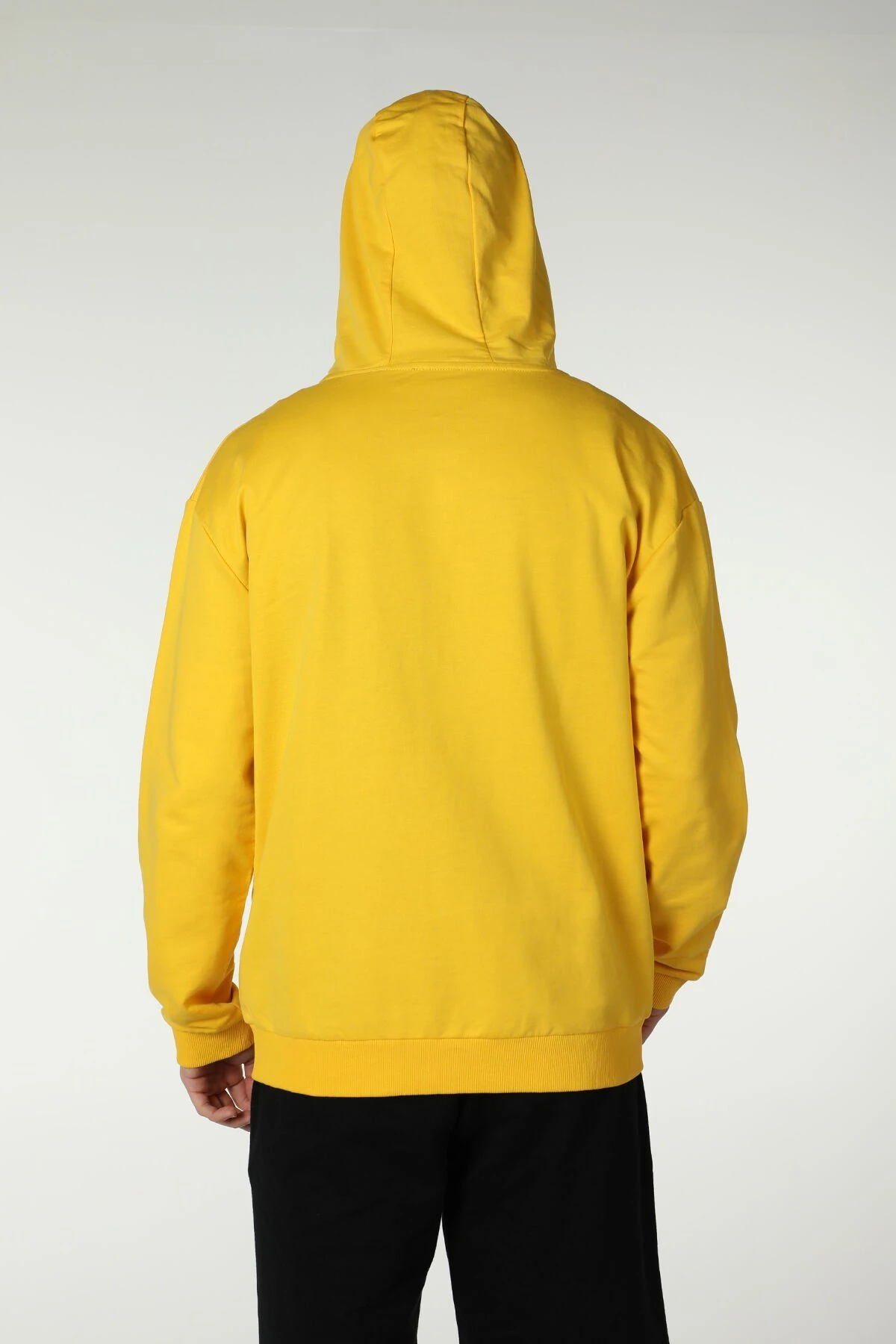 Erkek Kapüşonlu Fermuarlı Oversize Sweatshirt - Sarı