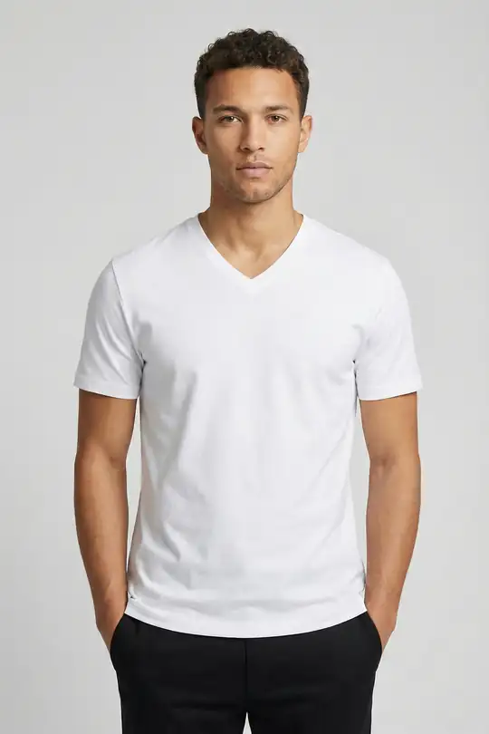 Erkek V Yaka Kısa Kollu Regular Fit Basic Tişört