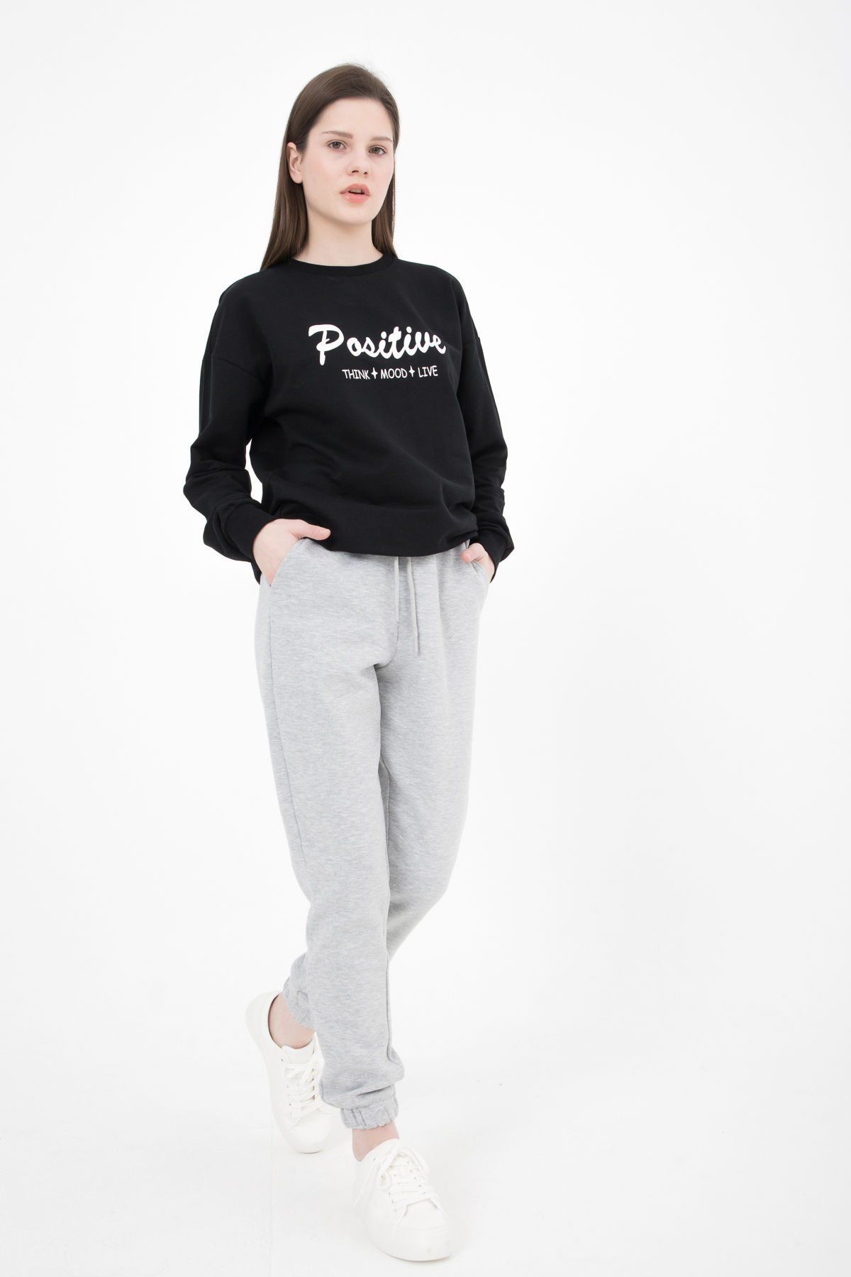 Kadın Lastikli Paça Cepli Regular Fit Jogger Eşofman Altı