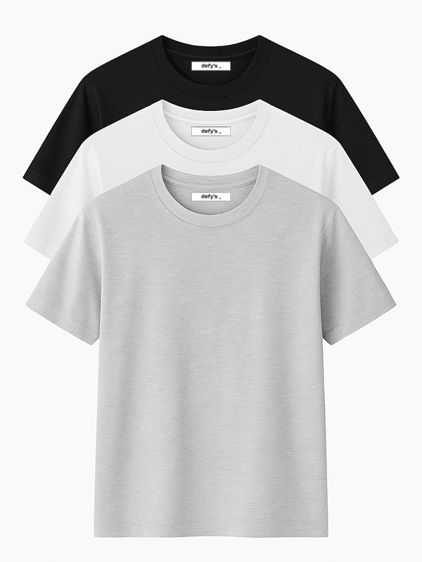 Erkek 3’lü Basic Regular Fit Bisiklet Yaka Tişört Seti