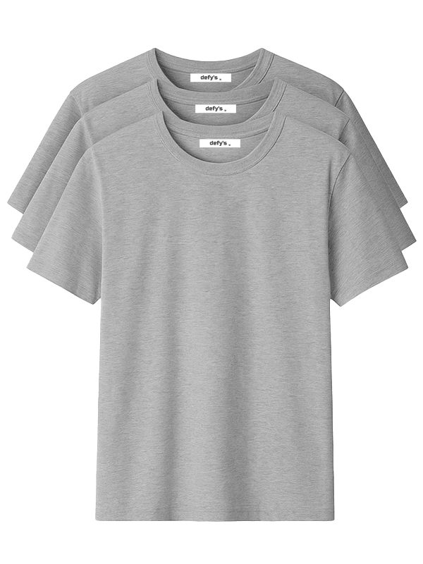 Erkek 3’lü Basic Regular Fit Bisiklet Yaka Tişört Seti - Gri