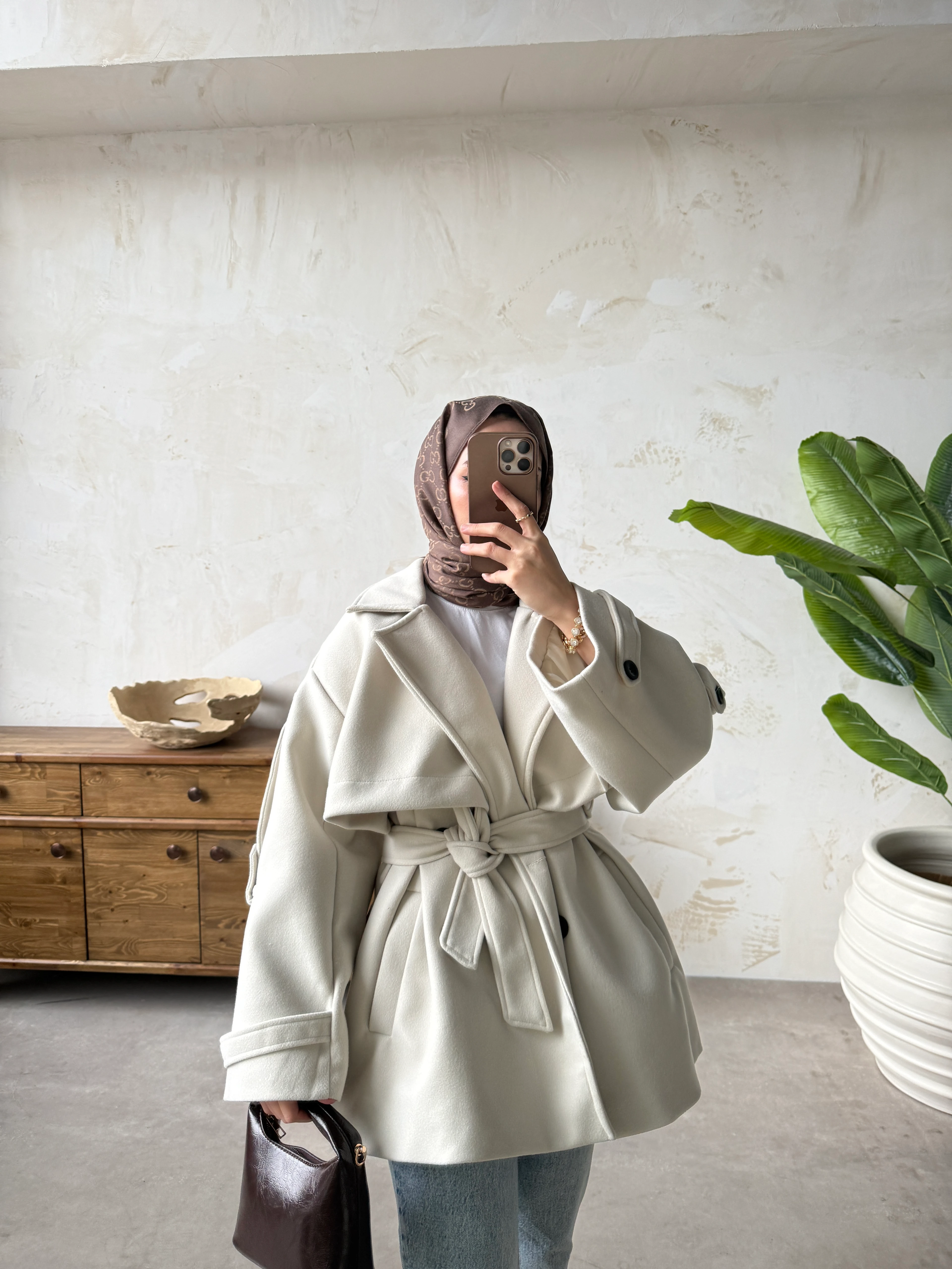 PETRA KISA KABAN - Taş rengi