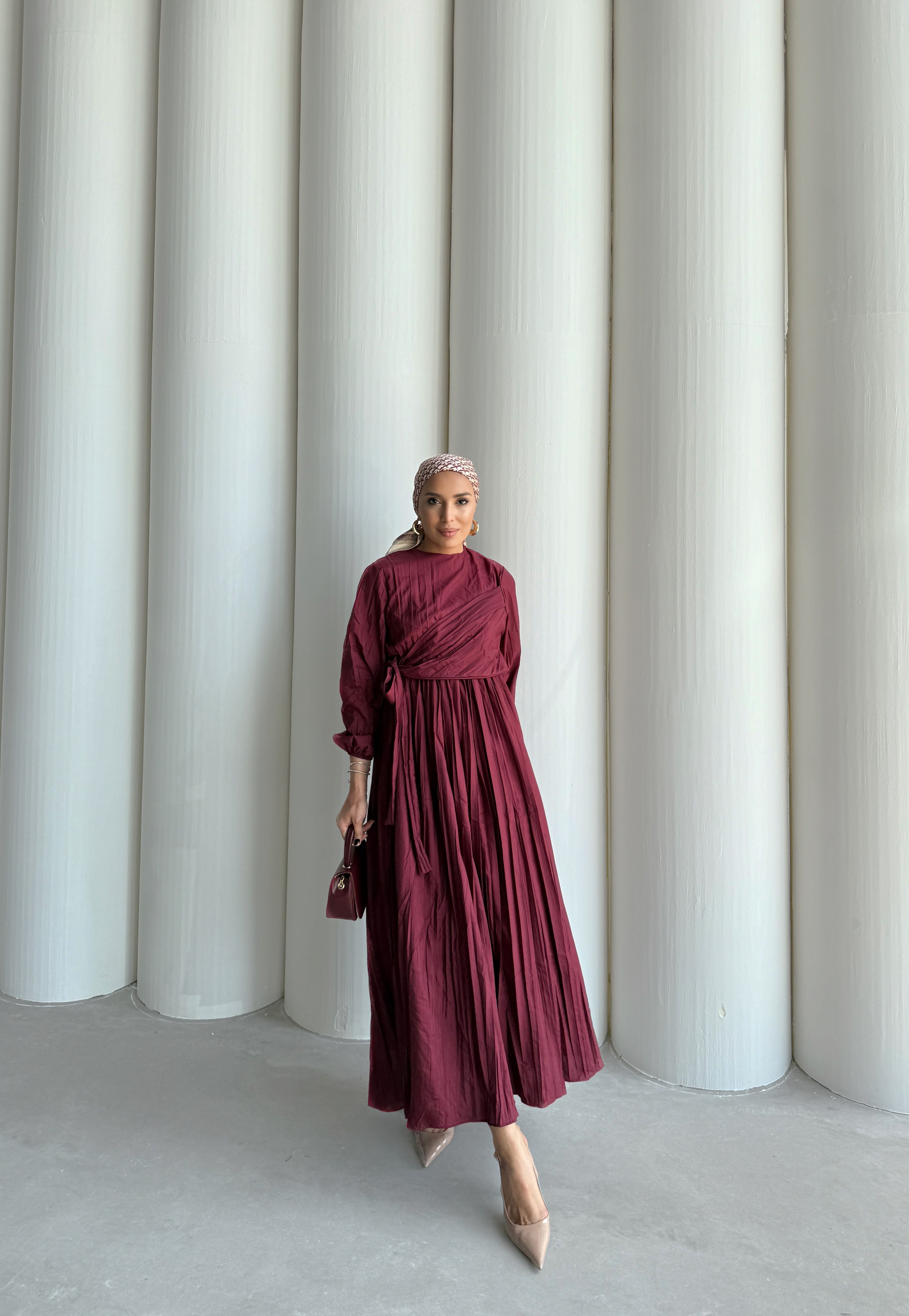 NİVA ELBİSE  - BORDO