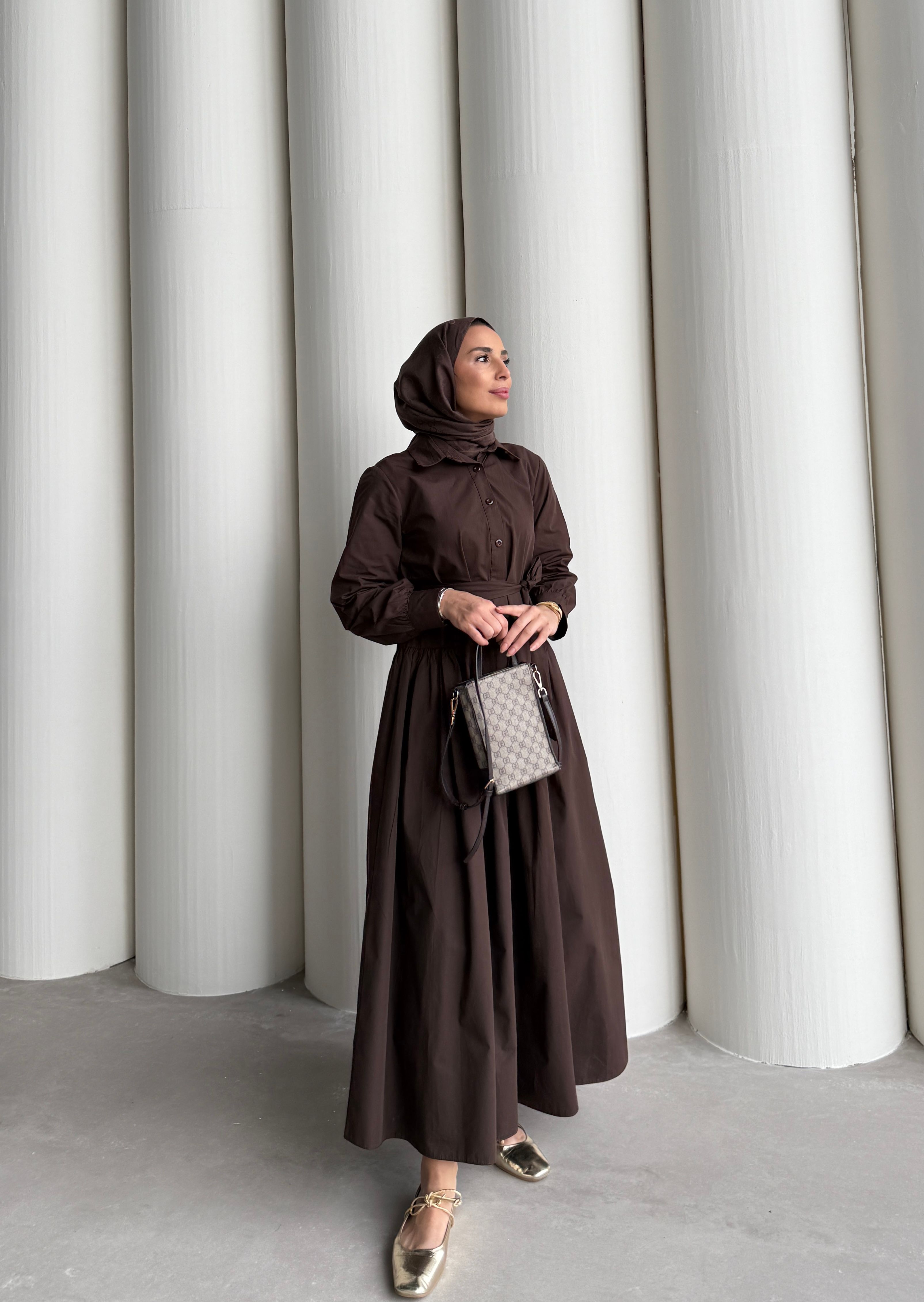 FLORA ELBİSE - KAHVERENGI