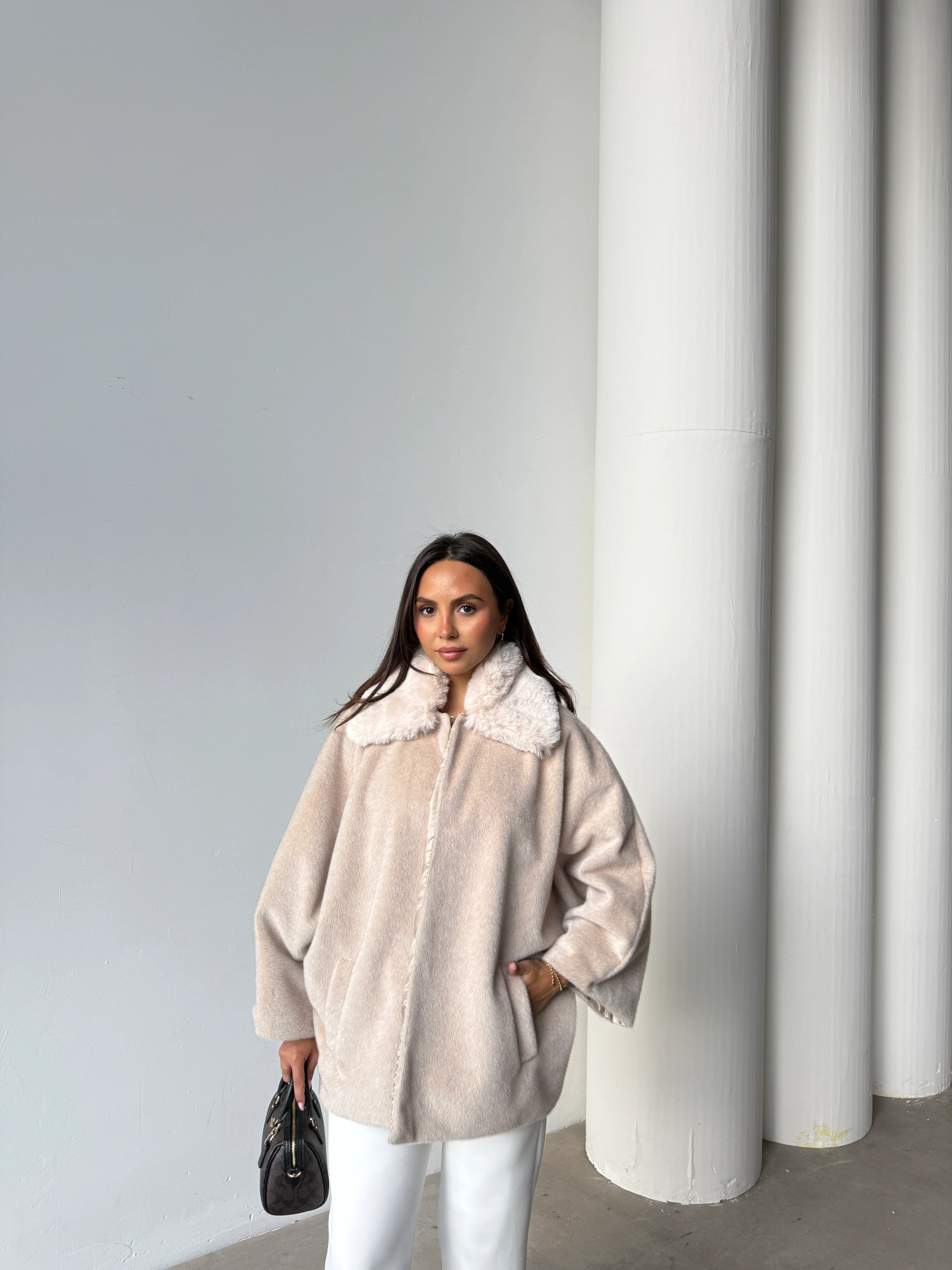 ESEEL KÜRK KABAN - BEJ