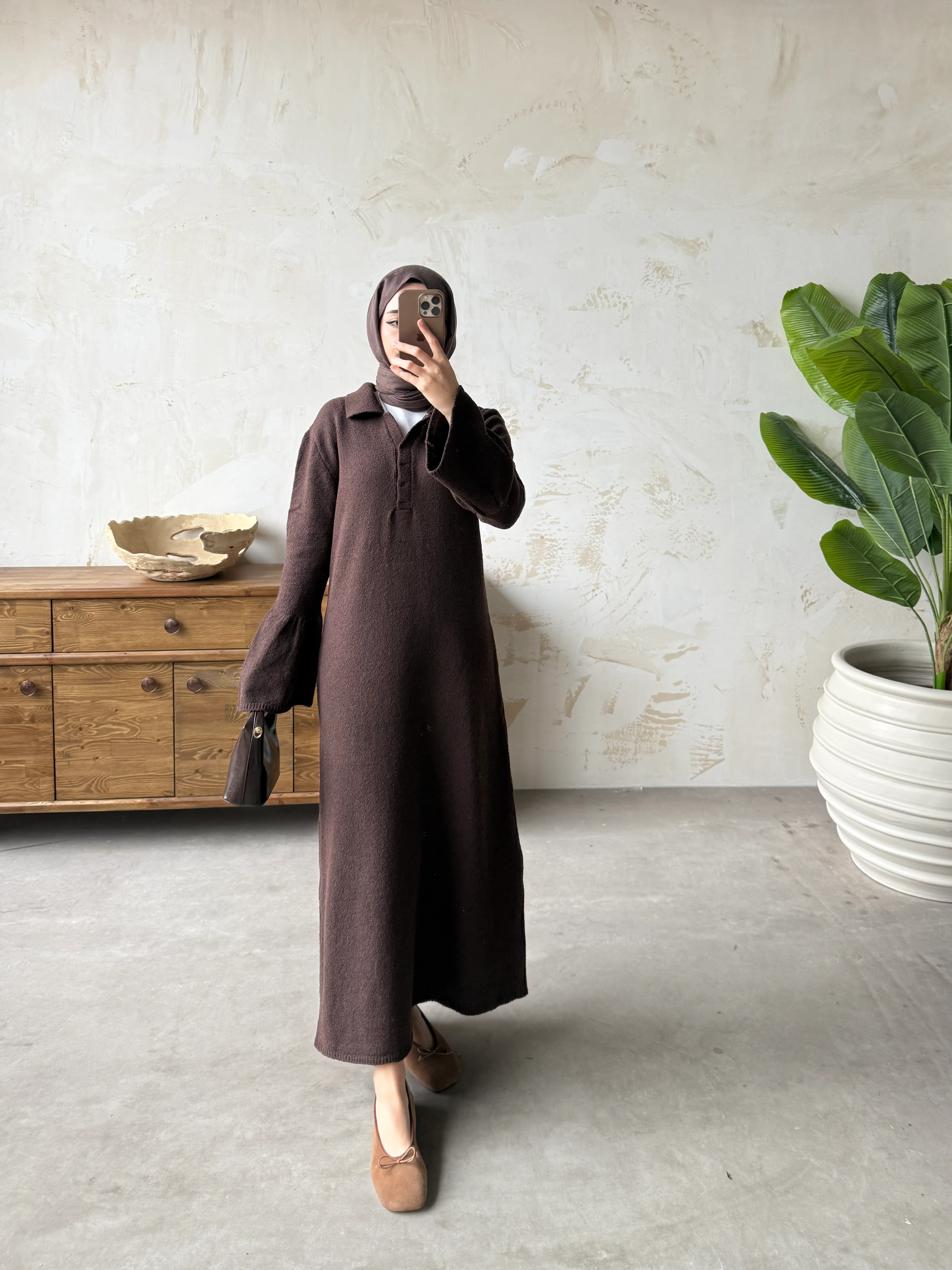 VARİNA TRİKO ELBİSE  - Kahverengi