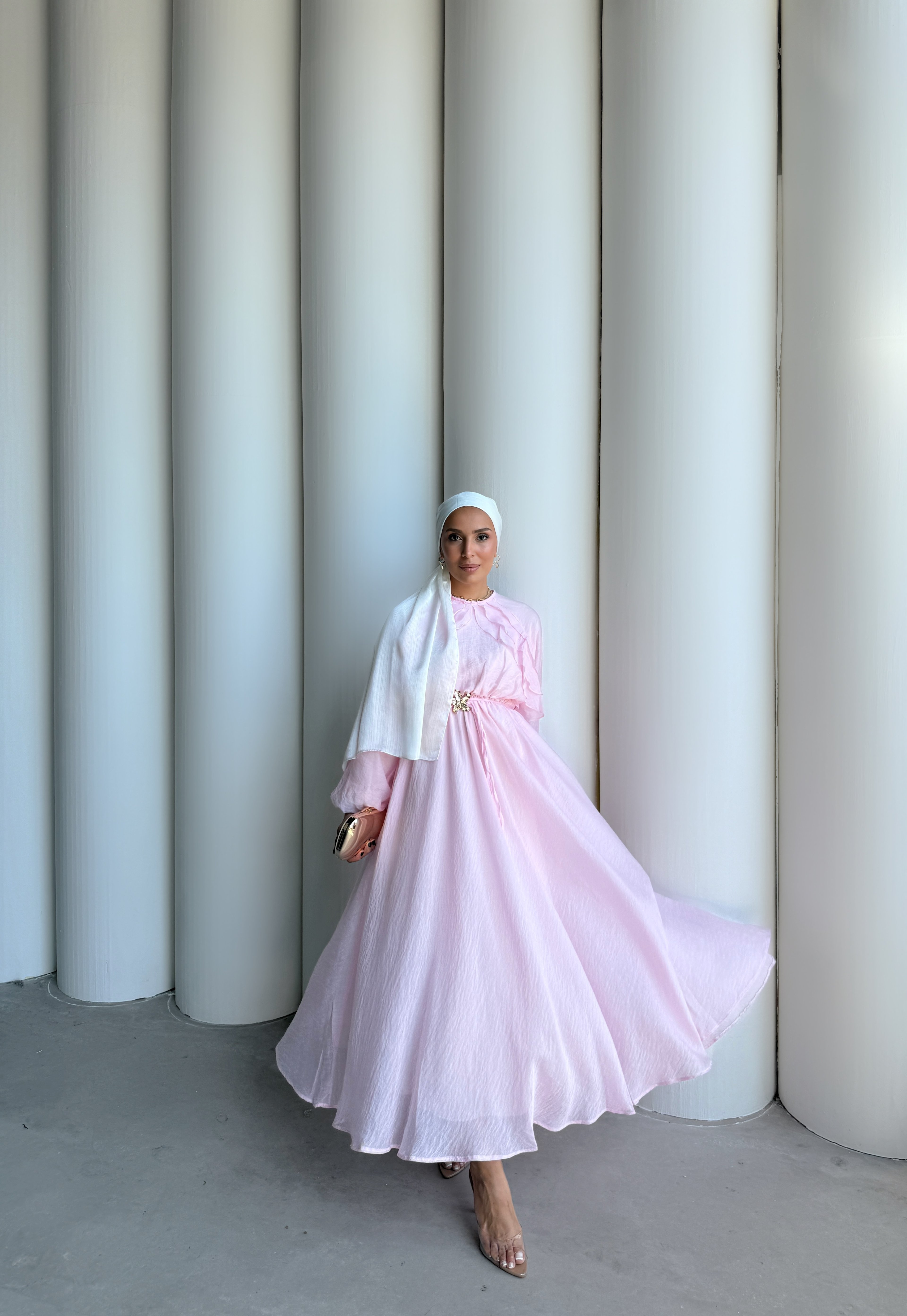 LİDYA ŞİFON ELBİSE - Pembe