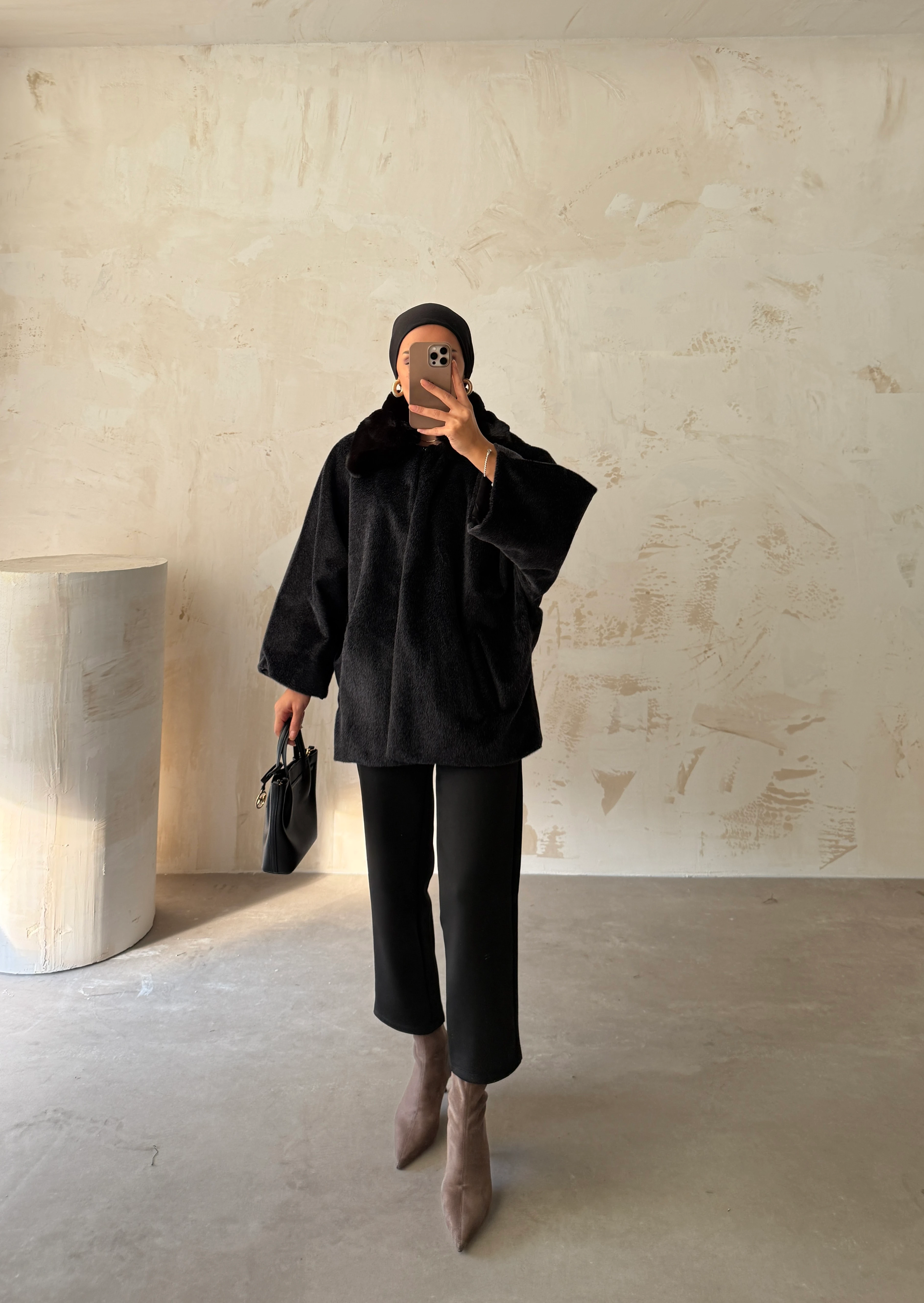 ESEEL KÜRK KABAN - SİYAH