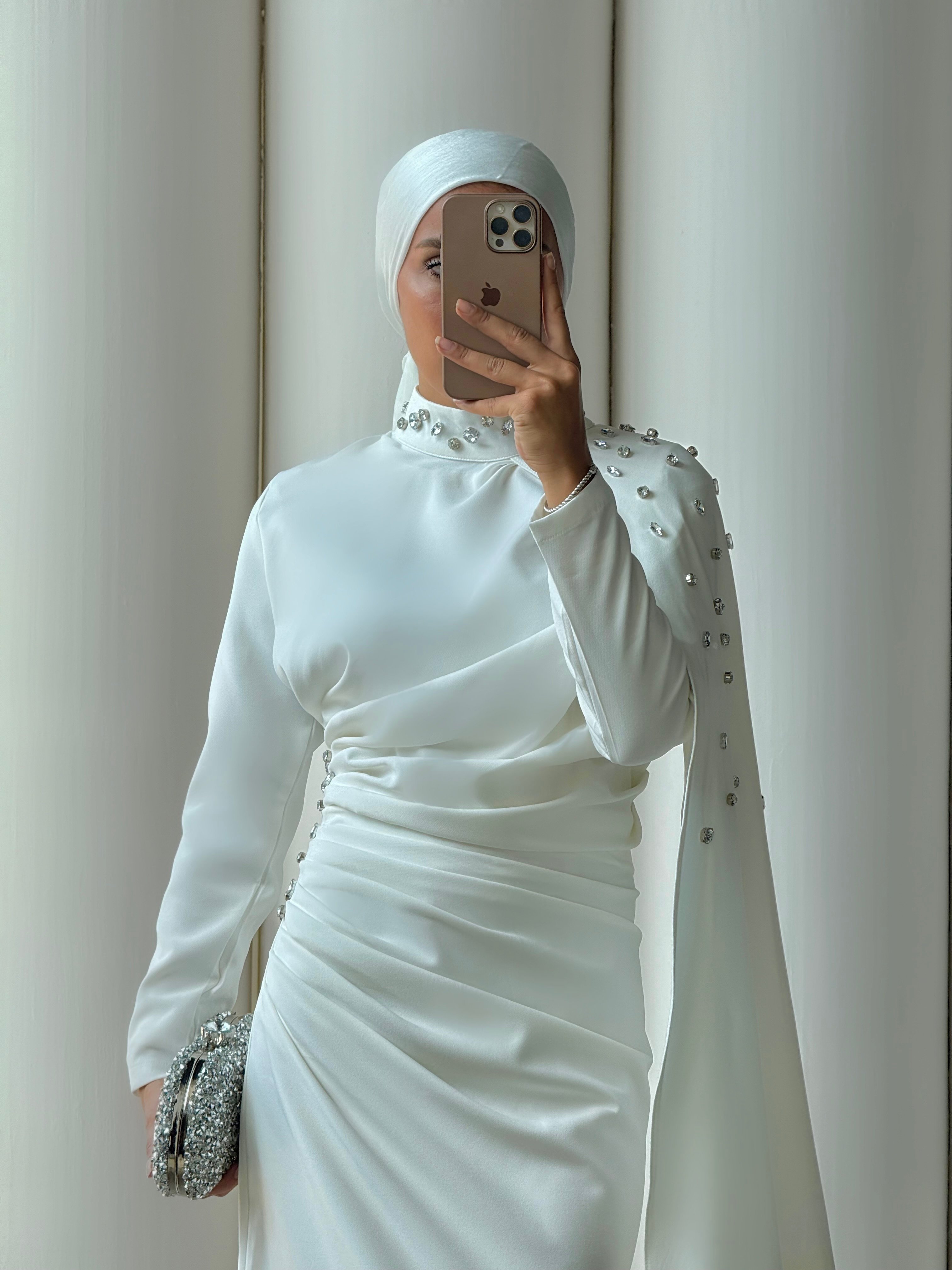 MOİRA TAŞLI ELBİSE  - Beyaz
