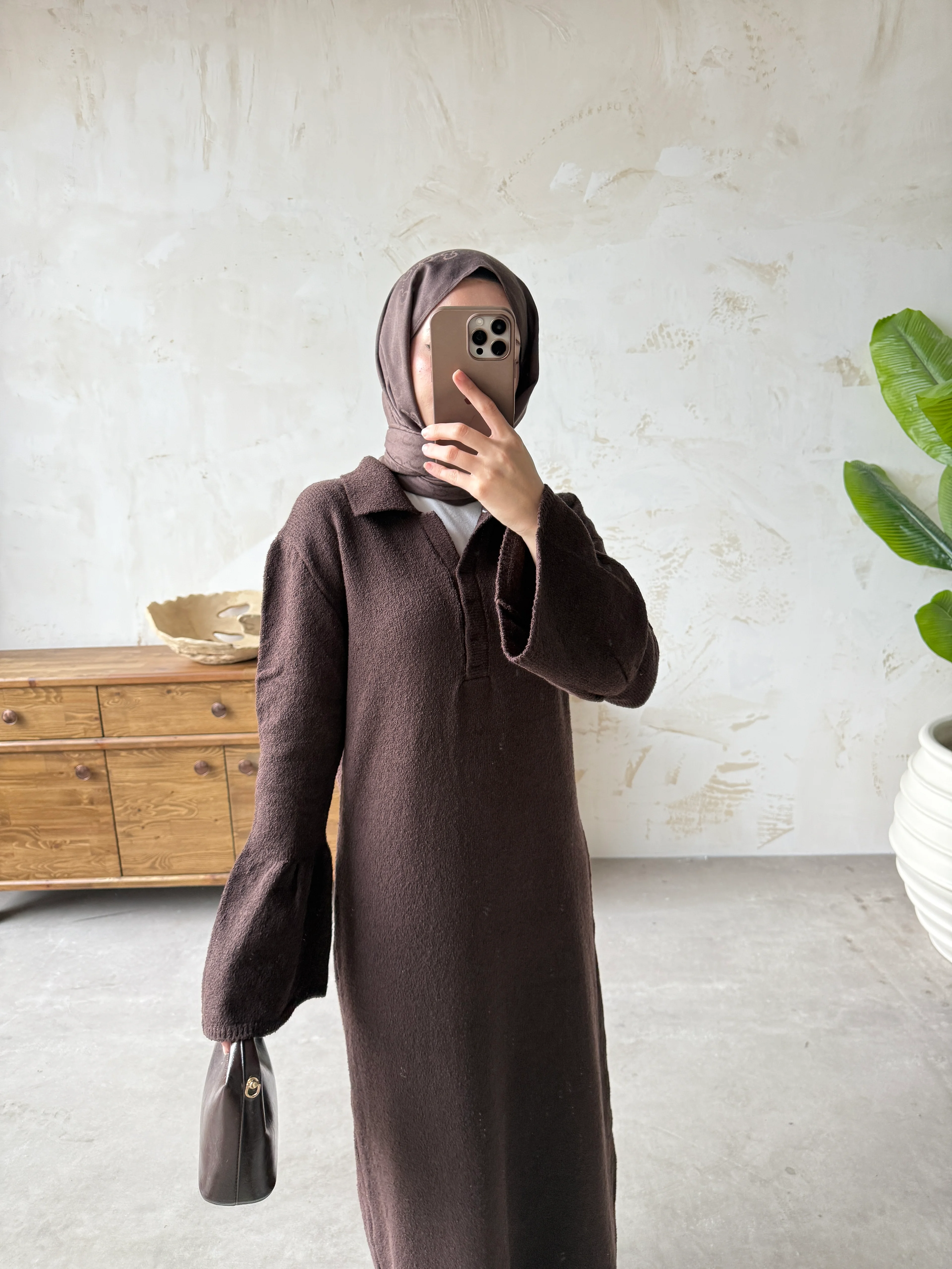 VARİNA TRİKO ELBİSE  - Kahverengi