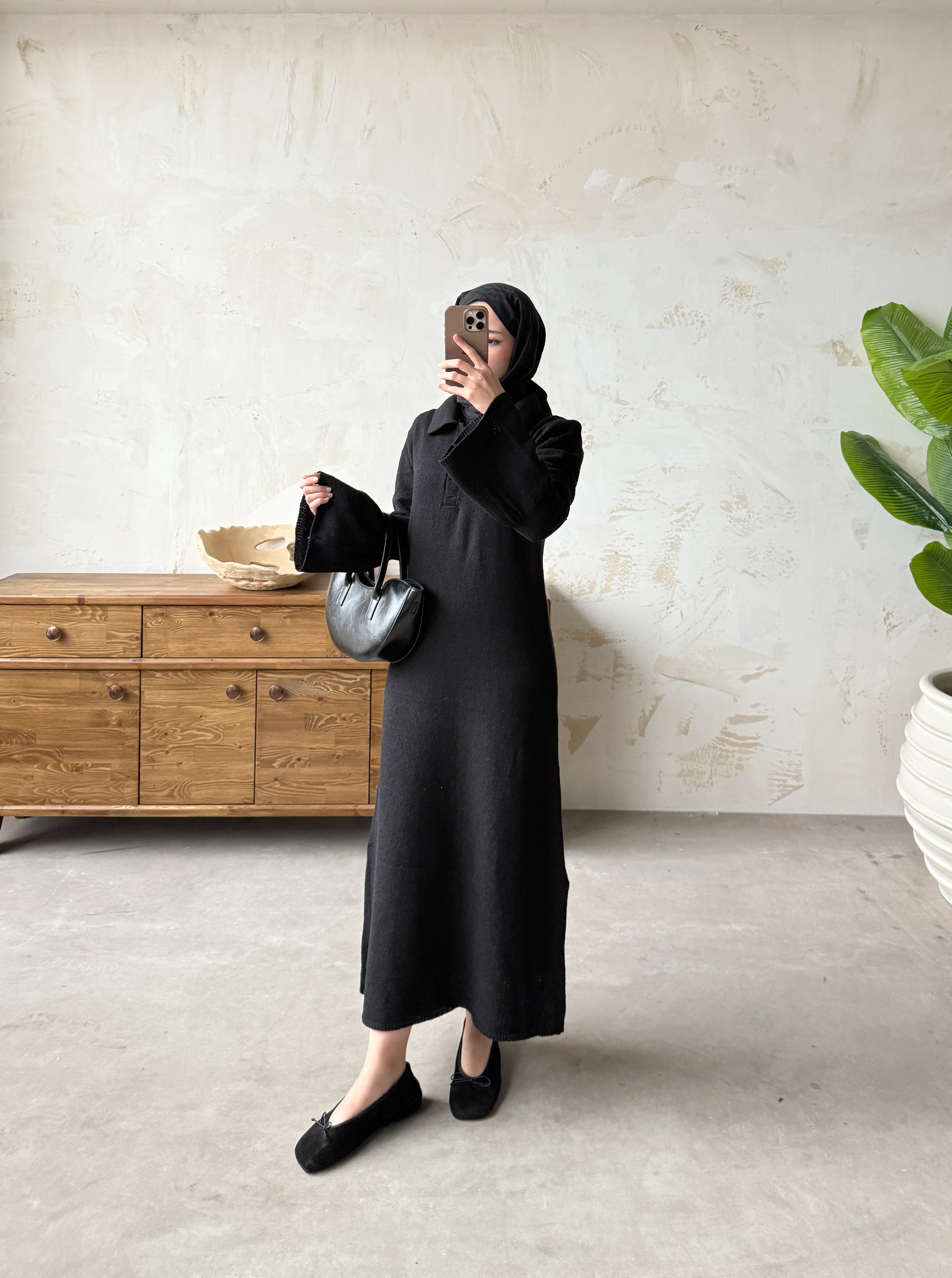 VARİNA TRİKO ELBİSE  - SİYAH