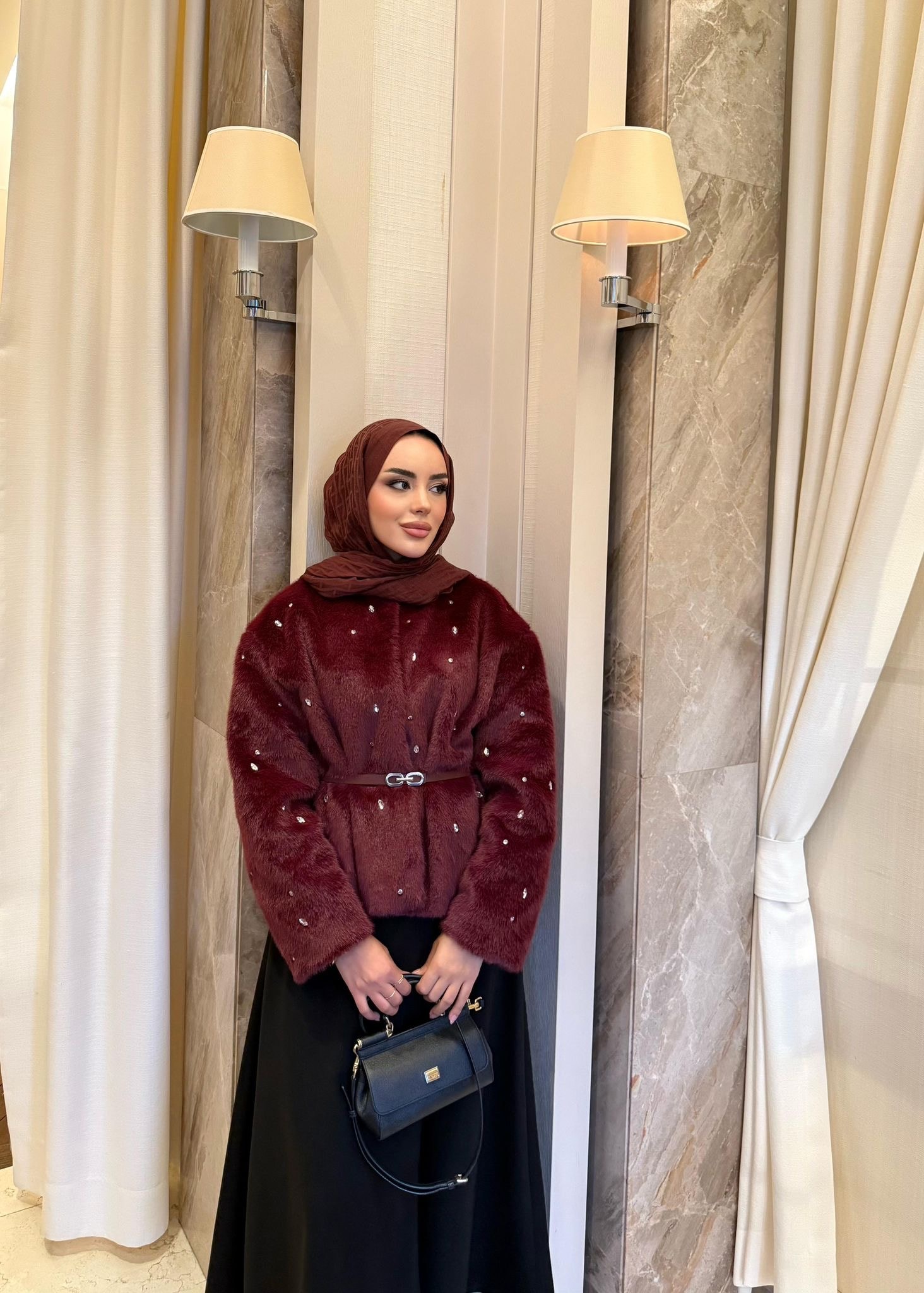 TAŞLI KABAN - Bordo