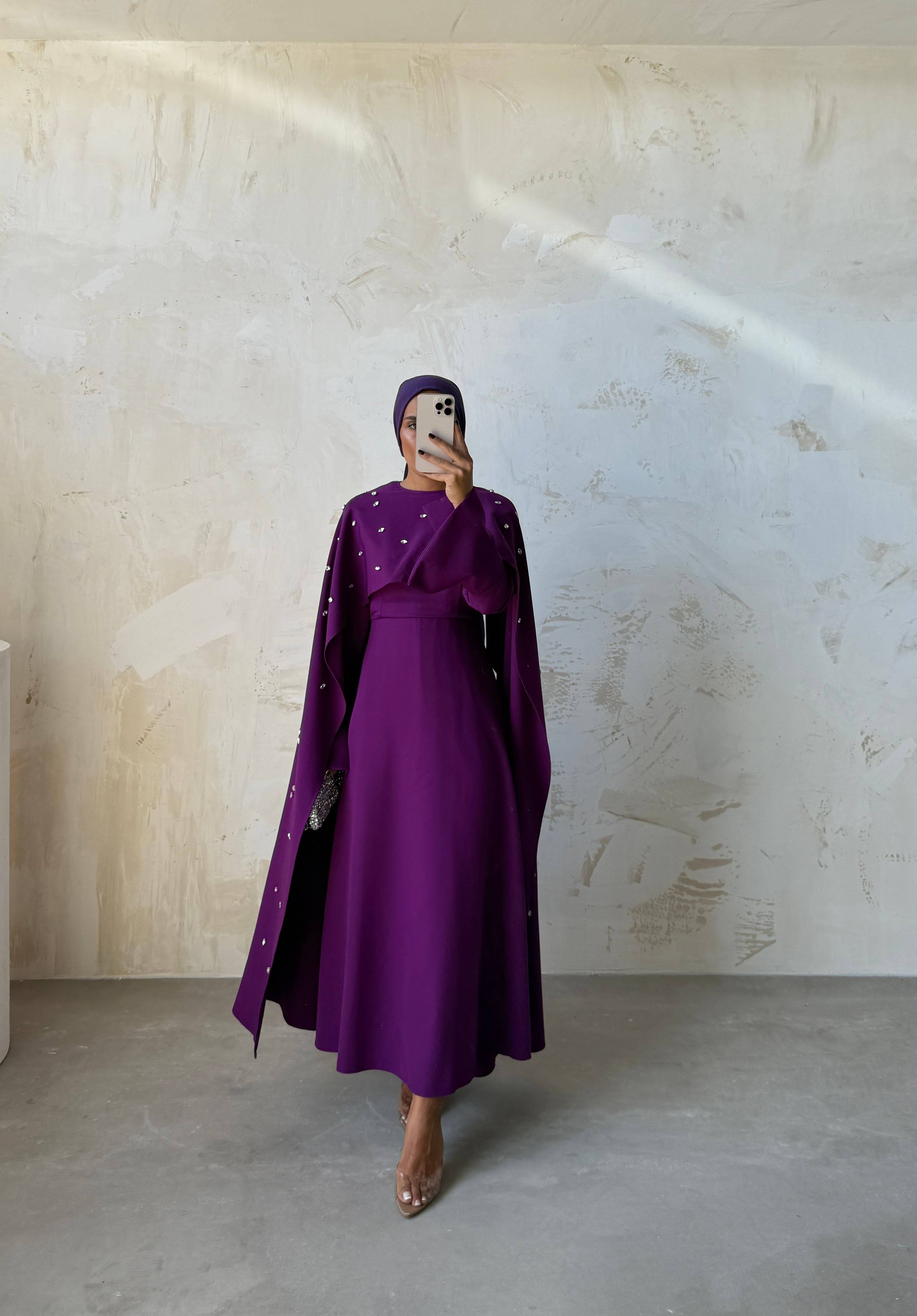 LİANA TAŞLI ELBİSE  - Mürdüm