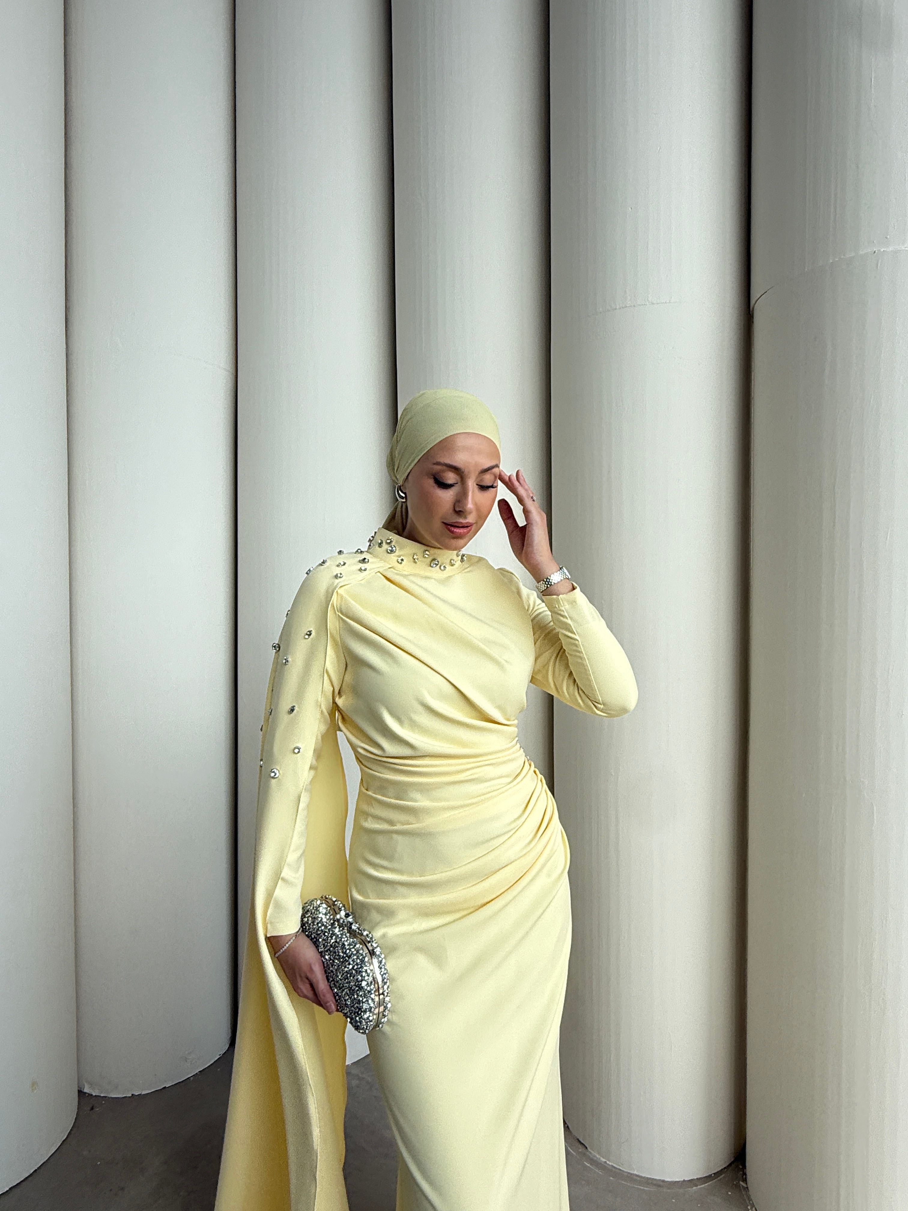 MOİRA TAŞLI ELBİSE  - SARI
